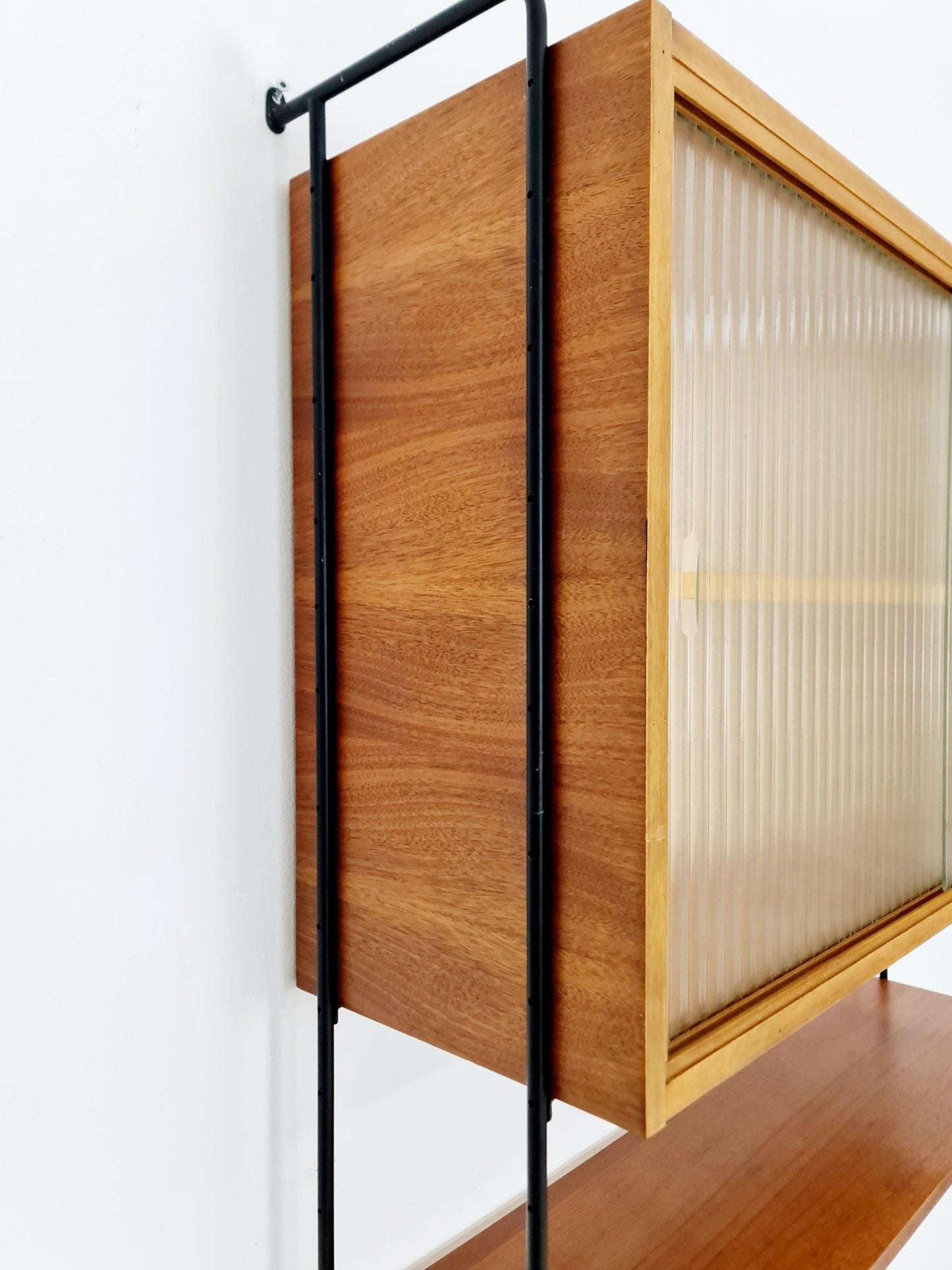 German Teak wall hanging display cabinet by Omnia Hilker, 1960s