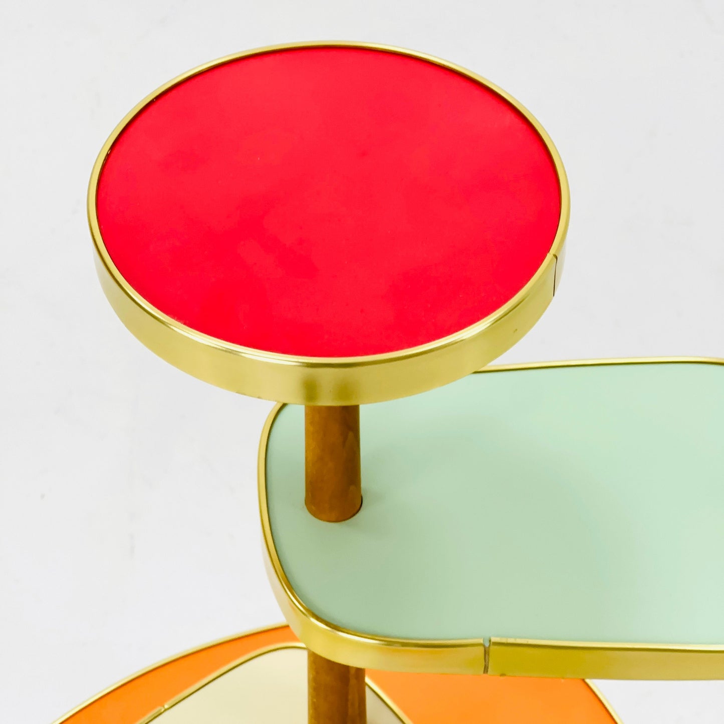 1950s German Plant Stand, Colorful Vintage Mid-Century Minimalist Indoor Plant Stand Side Table Retro flower table