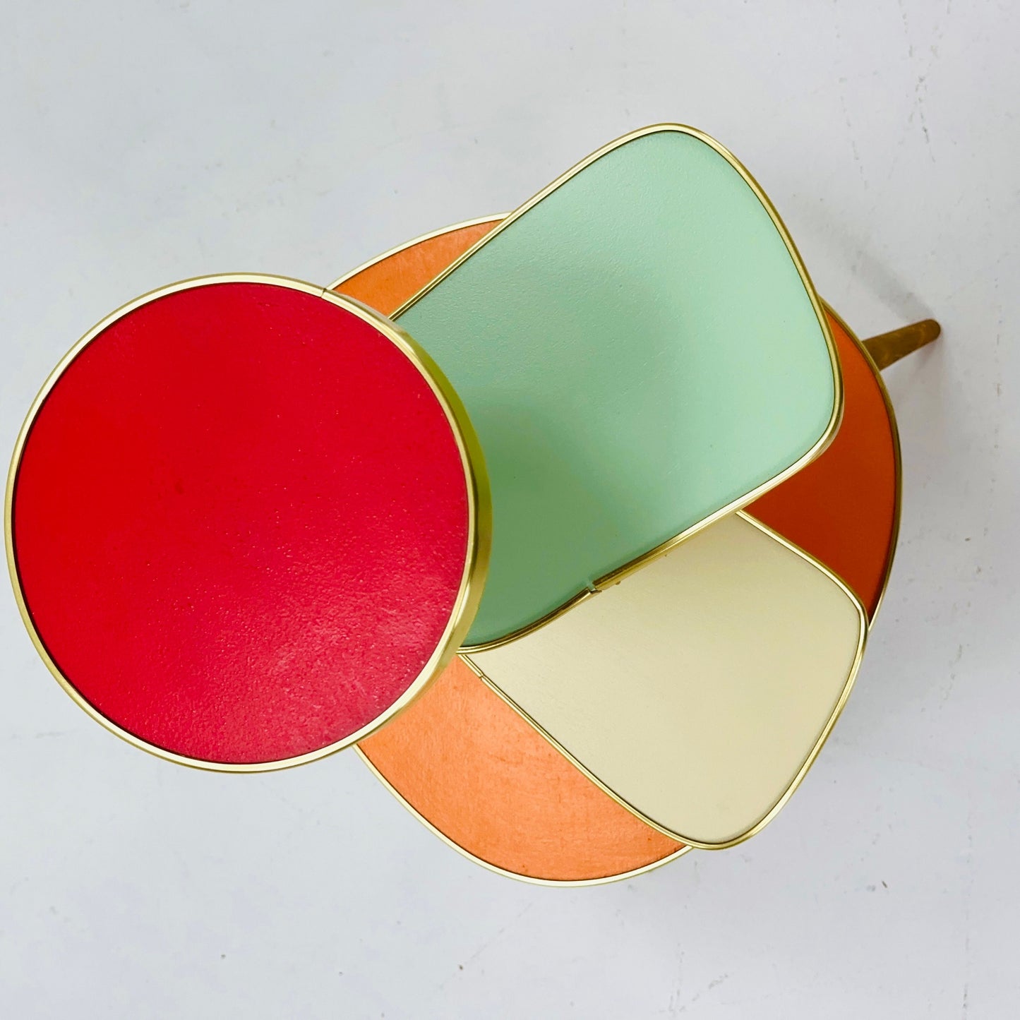 1950s German Plant Stand, Colorful Vintage Mid-Century Minimalist Indoor Plant Stand Side Table Retro flower table