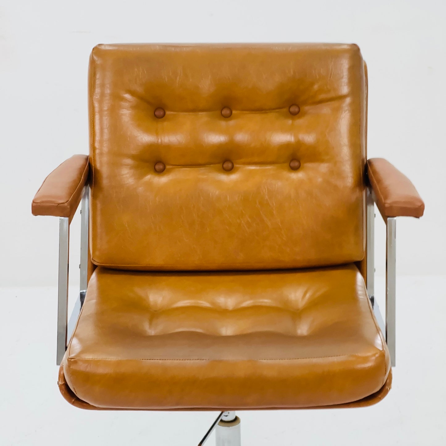 Mid century swivel desk chair cognac leather 1980s Germany