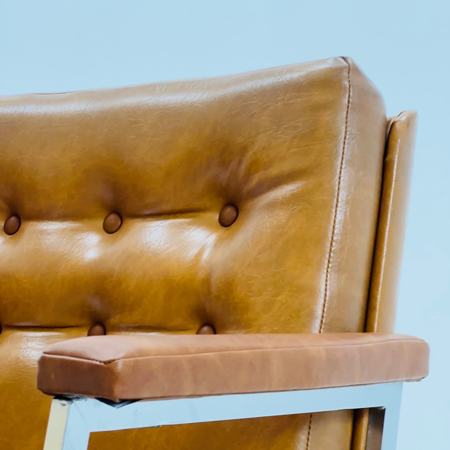 Mid century swivel desk chair cognac leather 1980s Germany