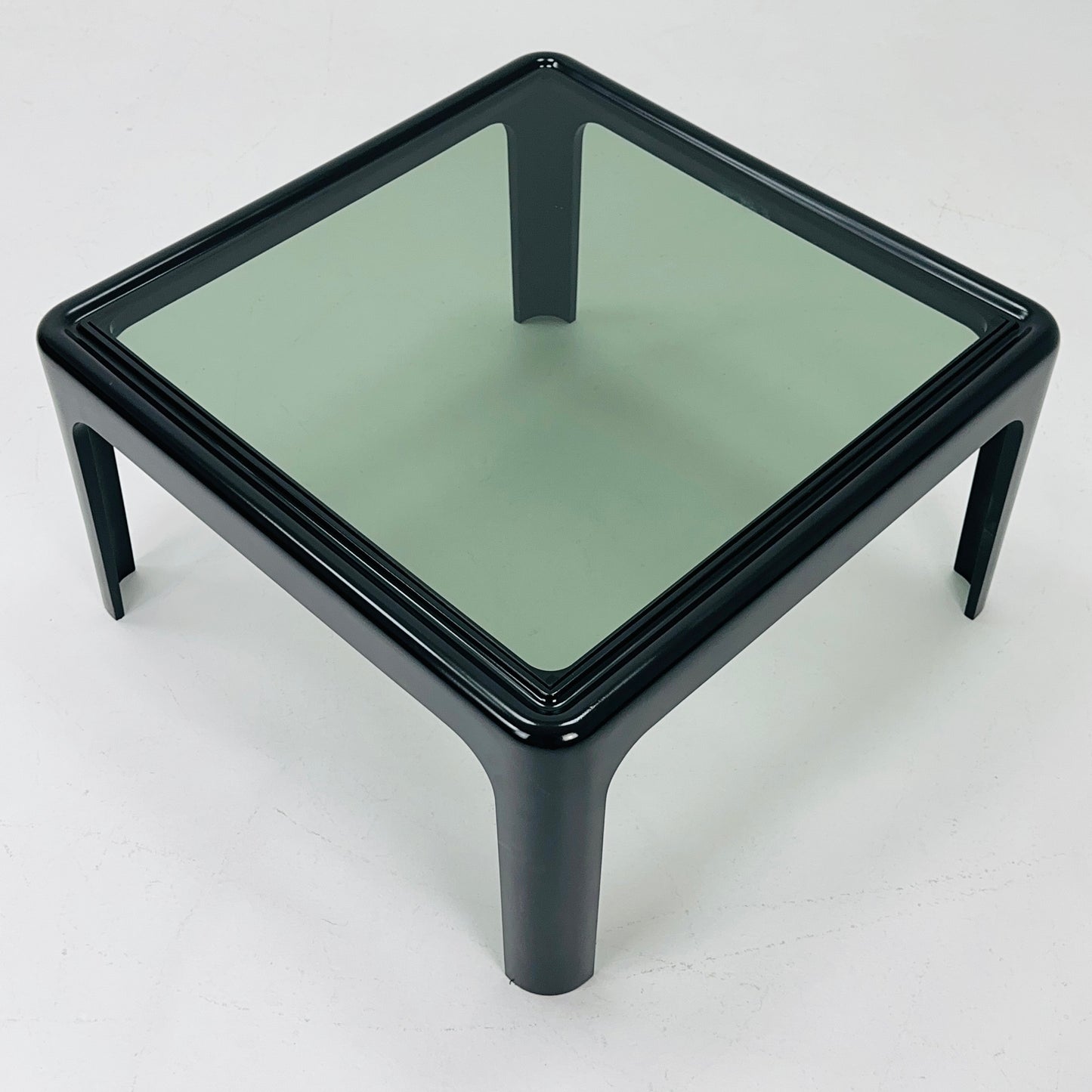 Mid-Century Space Age green smoked glass coffee table by Peter Ghyczy for Horn Collection, 1960s