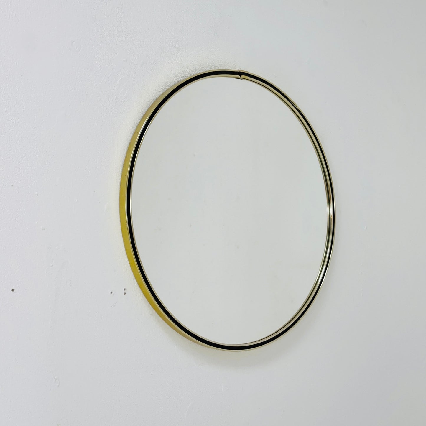 Mid century circle -shaped mirror with golden metal frame- 1960s
