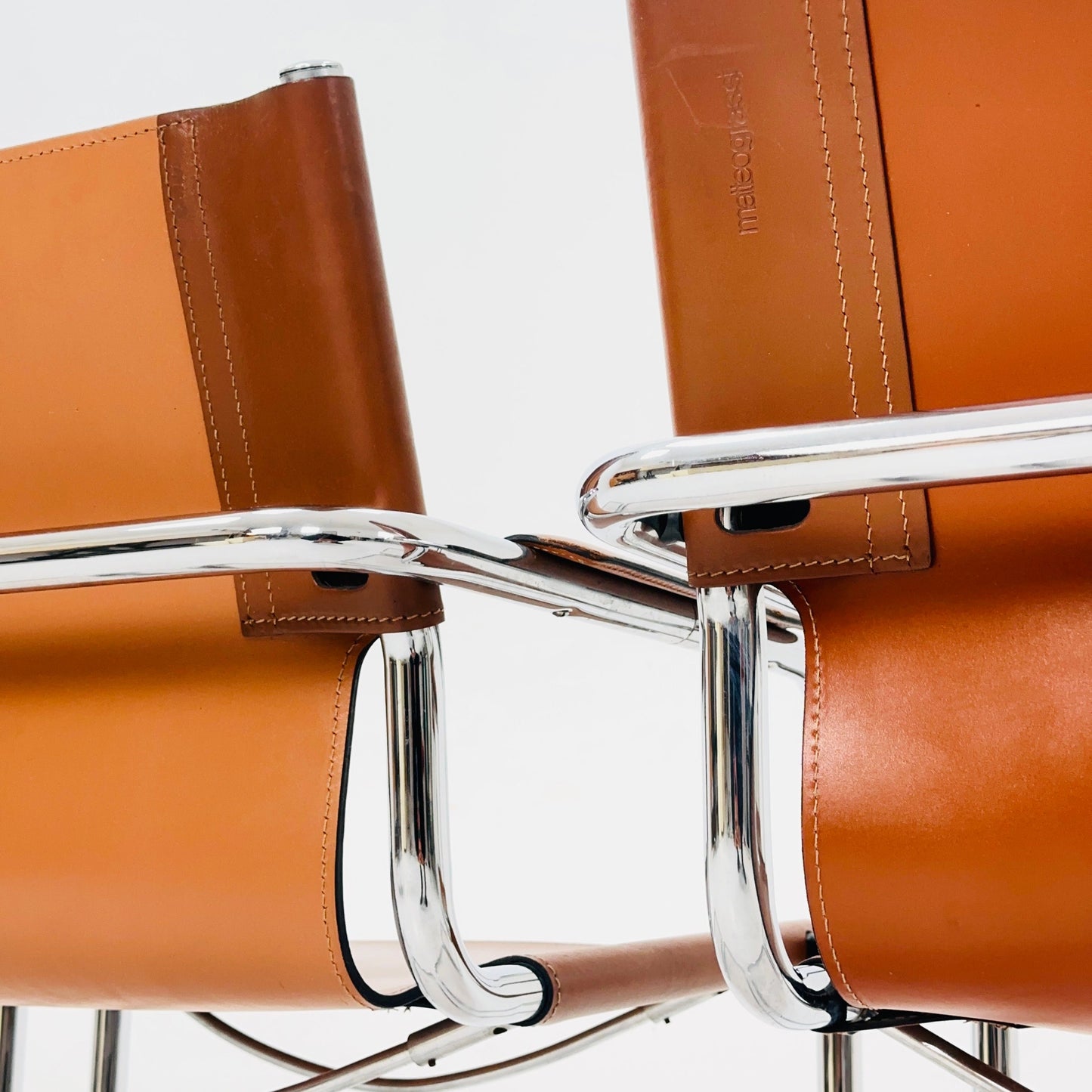 set of 4 Matteo Grassi original Bauhaus design Visitor model Chair cognac Leather 1970s