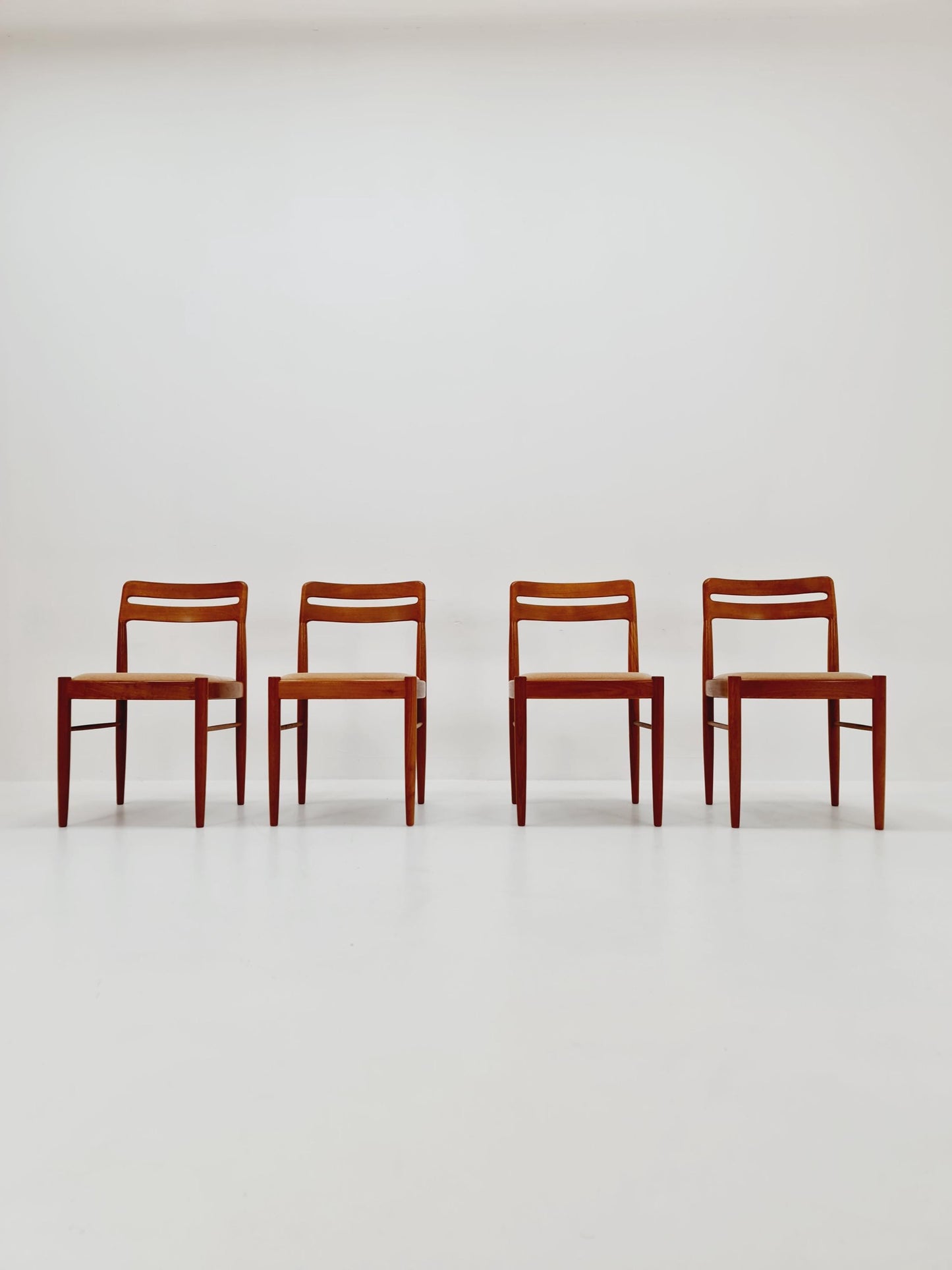 Danish teak Original fabric dining chairs by H. W. Klein for Bramin, 1960s, set of 4