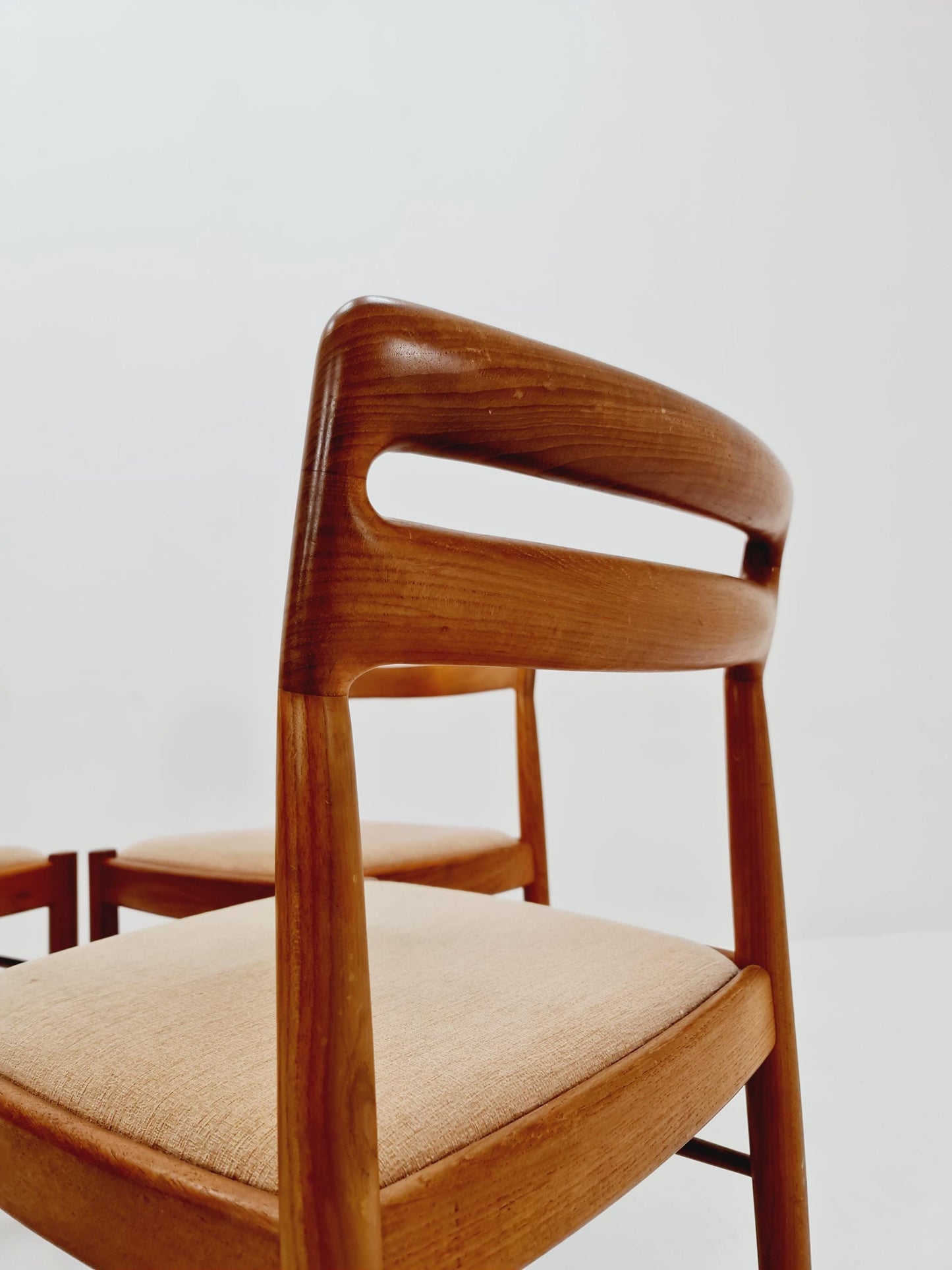 Danish teak Original fabric dining chairs by H. W. Klein for Bramin, 1960s, set of 4