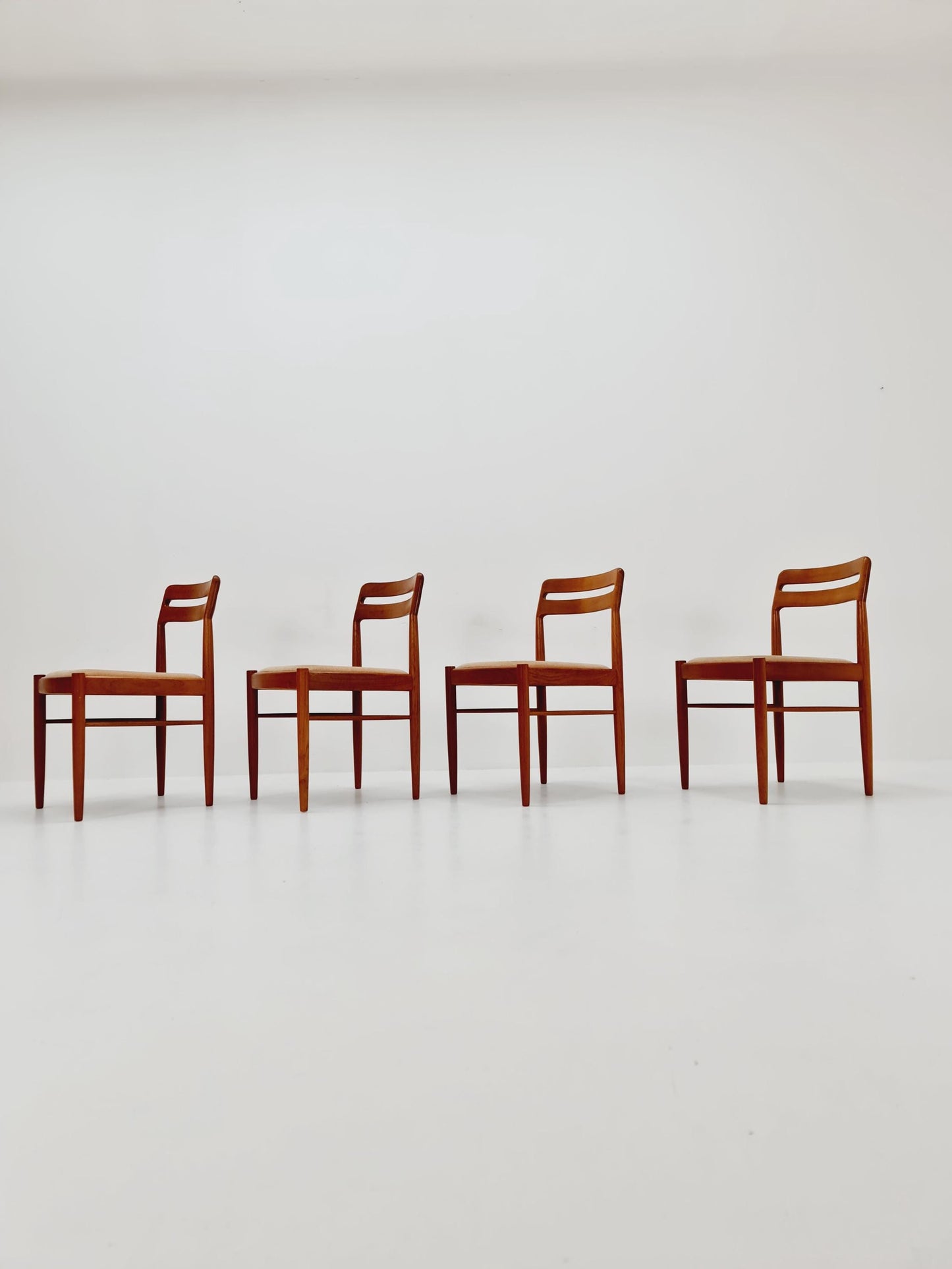 Danish teak Original fabric dining chairs by H. W. Klein for Bramin, 1960s, set of 4