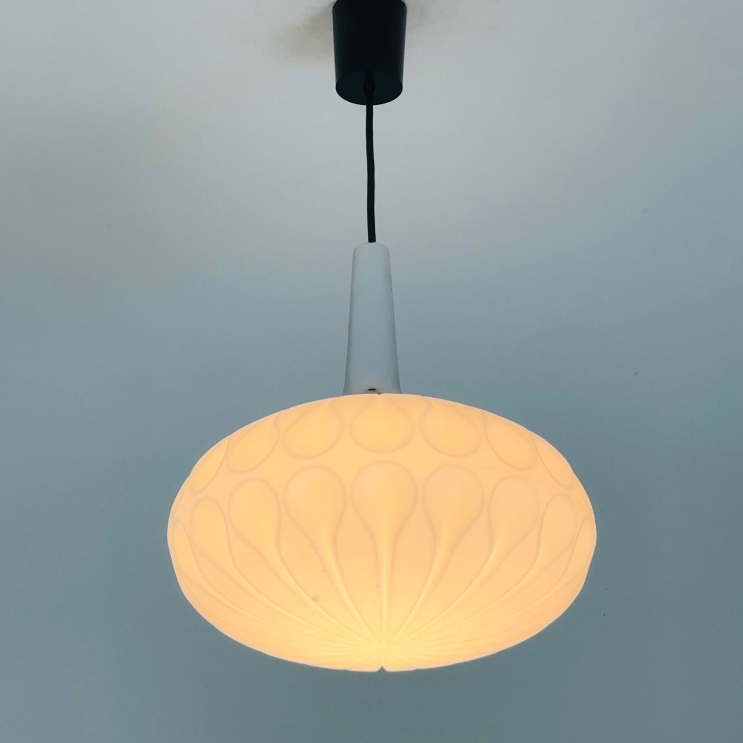 Mid century opaline glass pendant lamp from Peill & Putzler, Germany 1970s