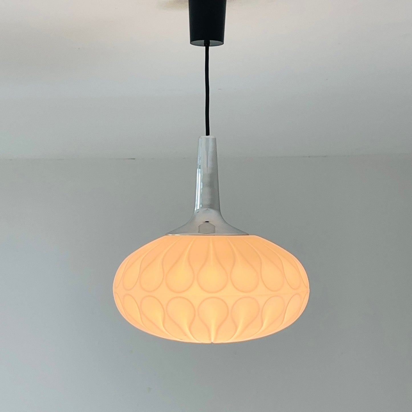 Mid century opaline glass pendant lamp from Peill & Putzler, Germany 1970s