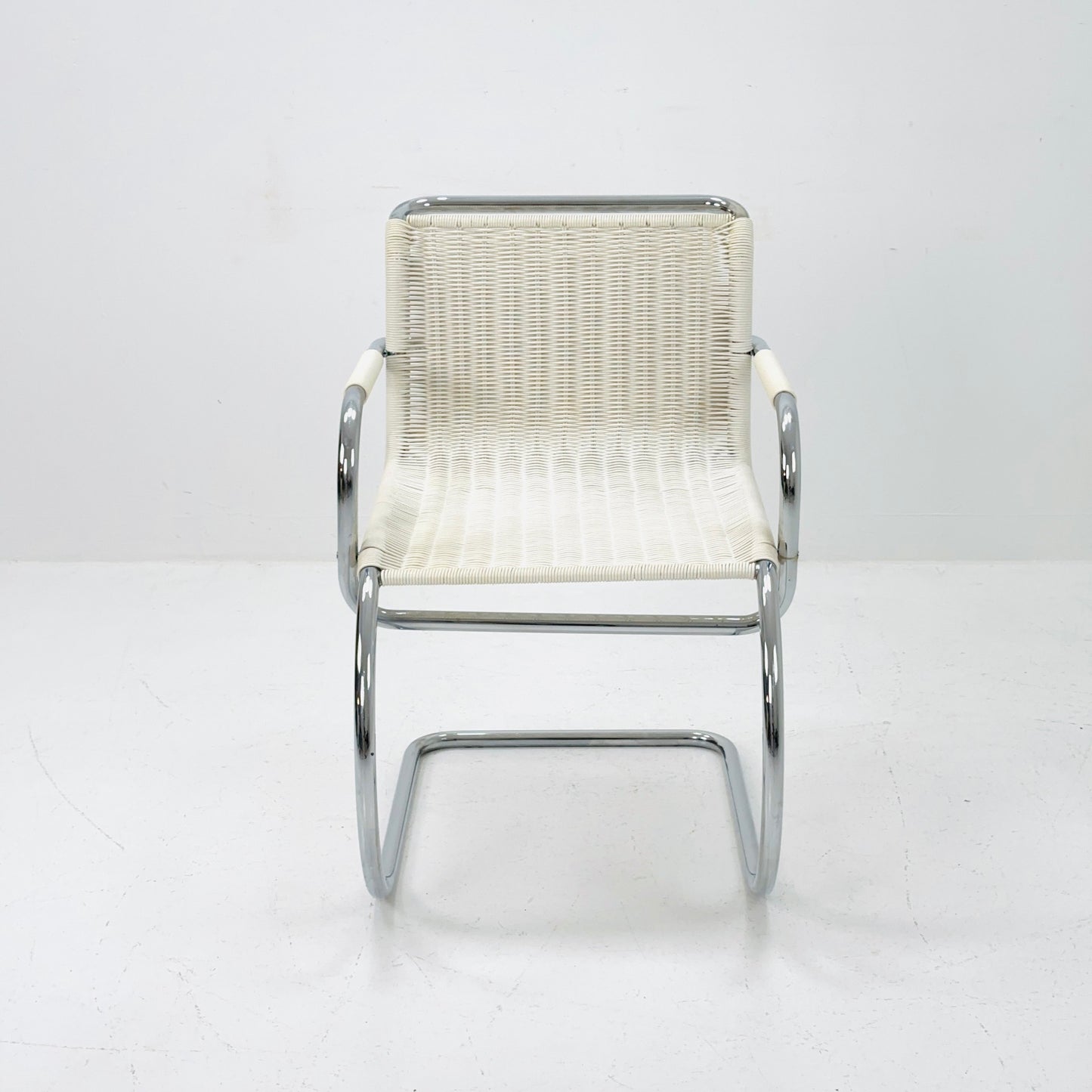 Mid century chrome & wicker Triennale chair by Franco Albini for Tecta, 1980s