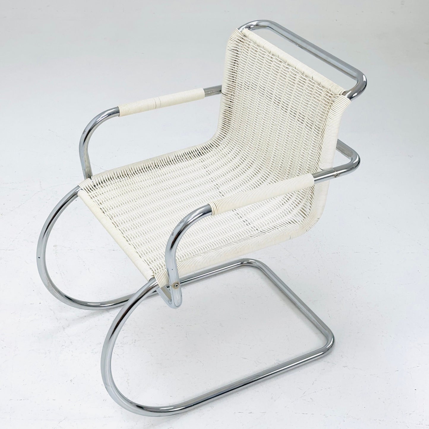 Mid century chrome & wicker Triennale chair by Franco Albini for Tecta, 1980s