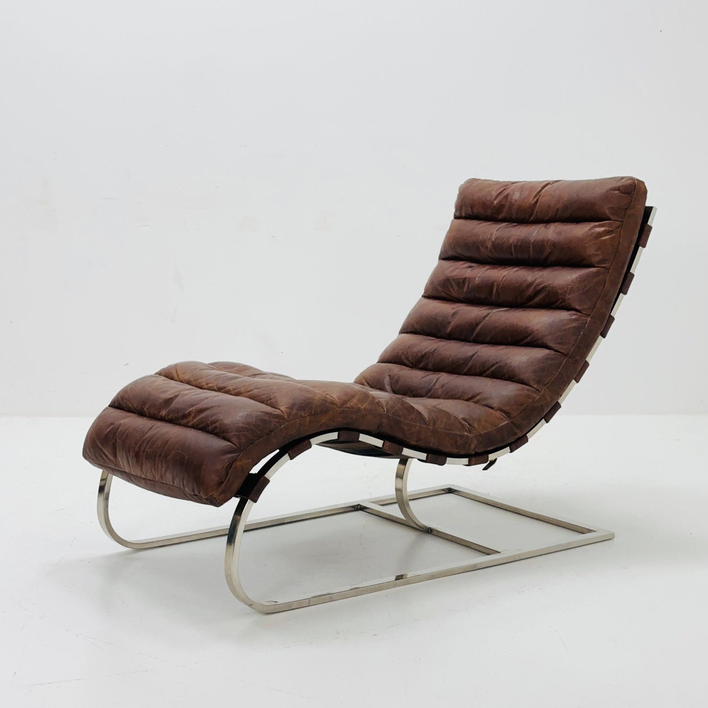 Mid Century Lounge chair leather and chrome, Ludwig Mies van der Rohe Italy '