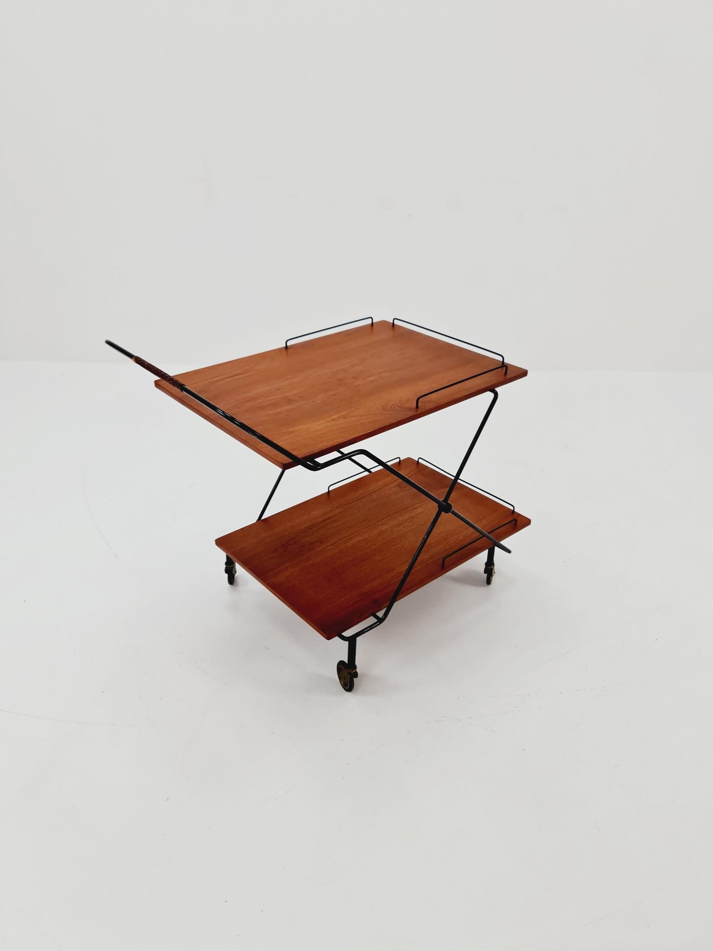 Vintage Danish mid century trolley bar cart in teak & metal, 1960s