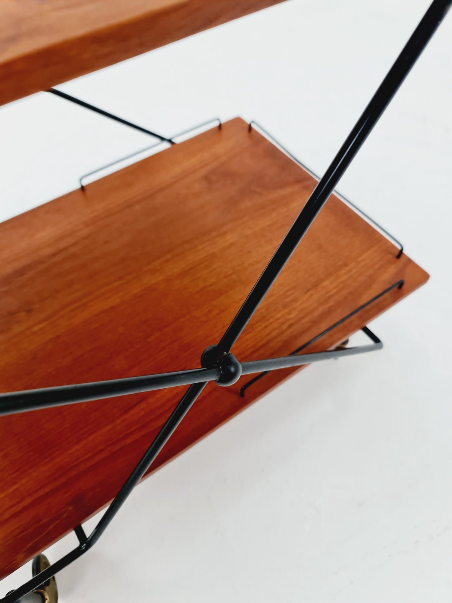 Vintage Danish mid century trolley bar cart in teak & metal, 1960s
