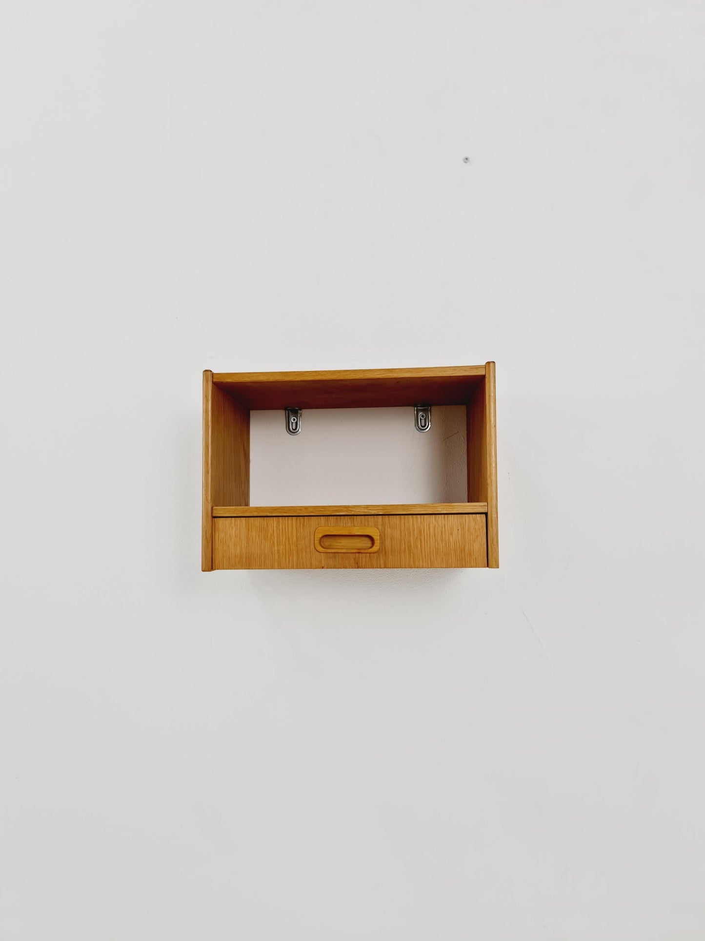 Scandinavian string oak floating/ hanging bedside table/ nightstand, 1960s