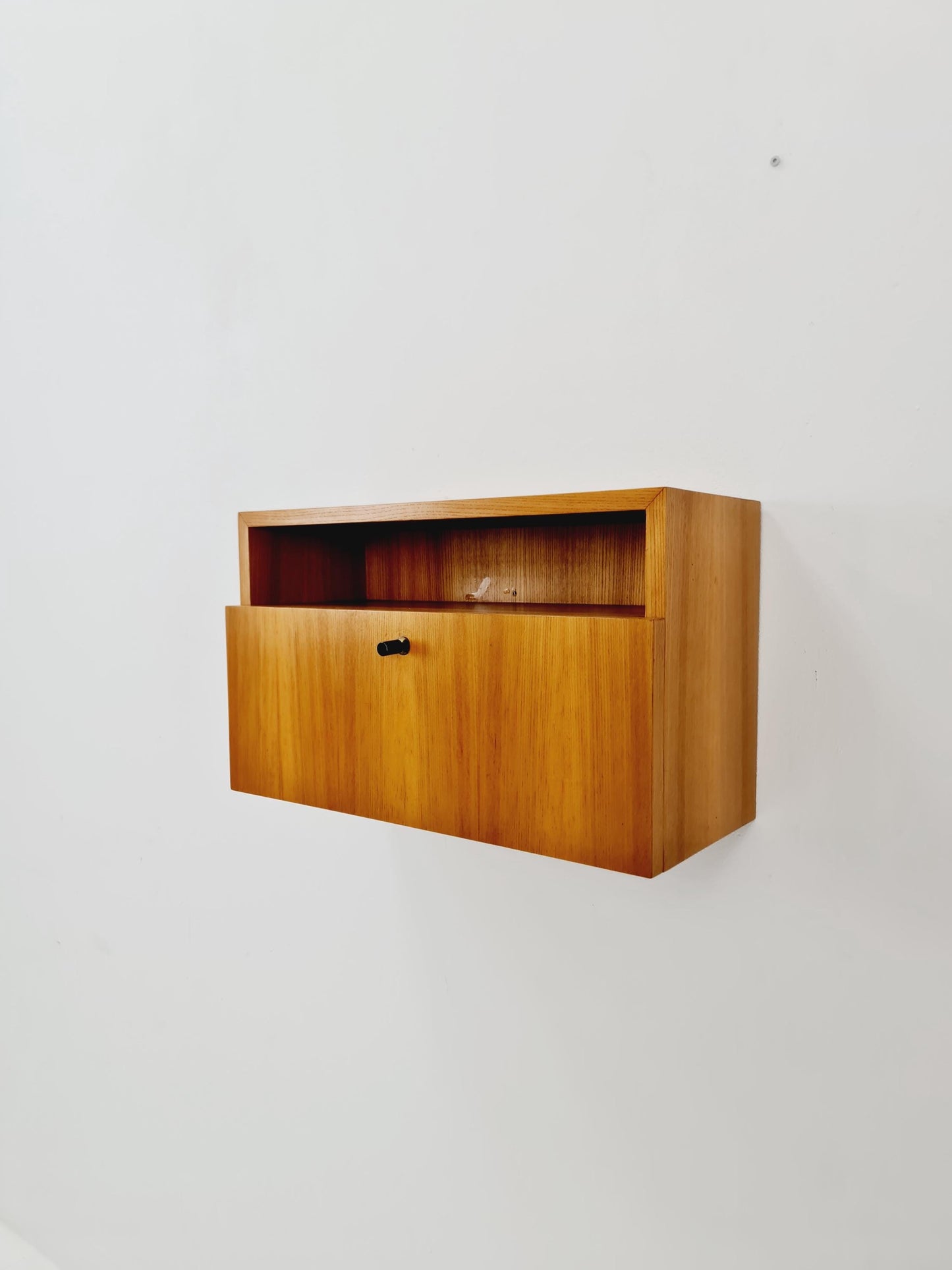 Scandinavian string Ash floating/ hanging bedside table/ nightstand, 1960s