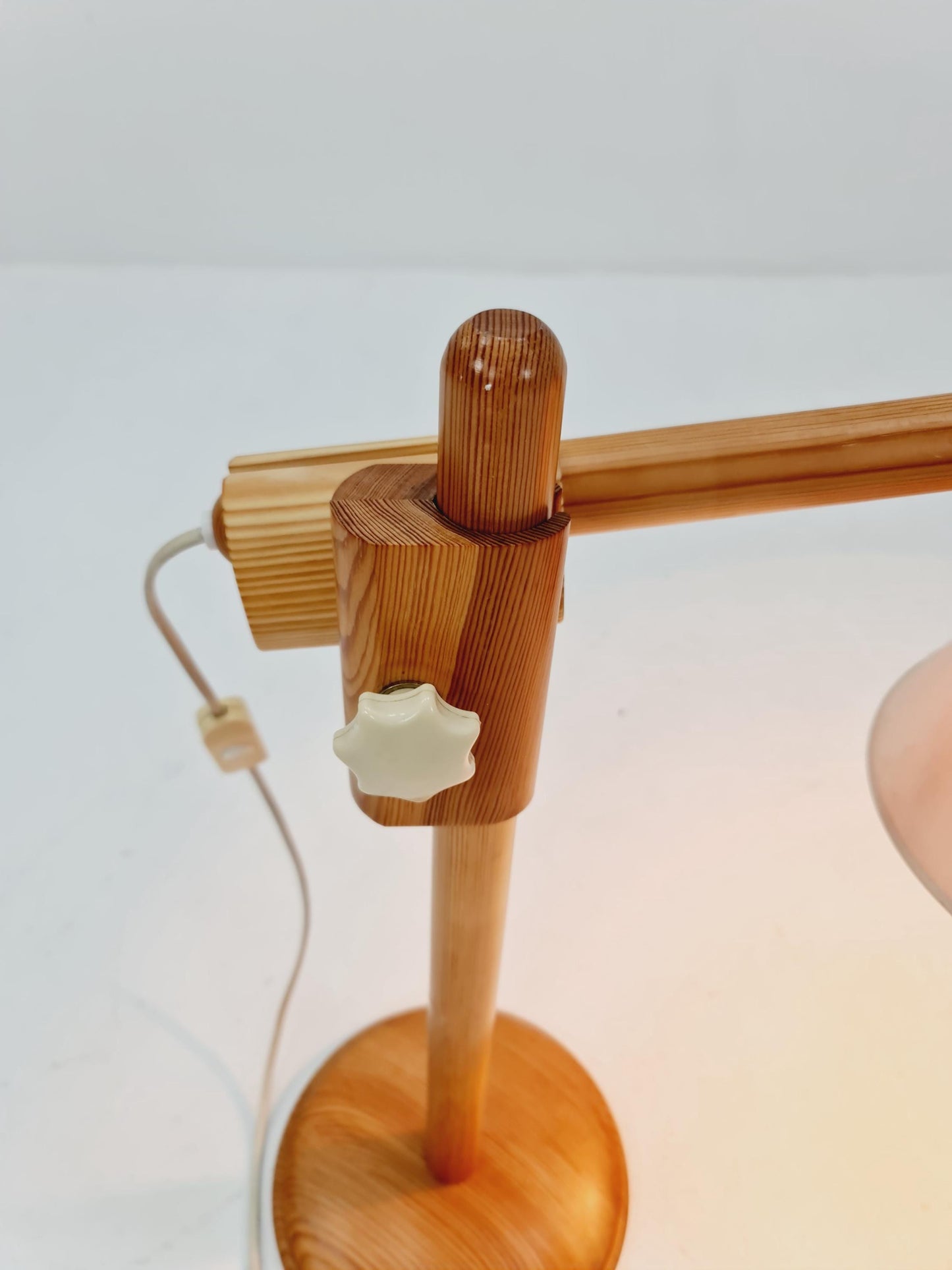 Vintage Danish PIne wood table lamp By LYS , 1960s