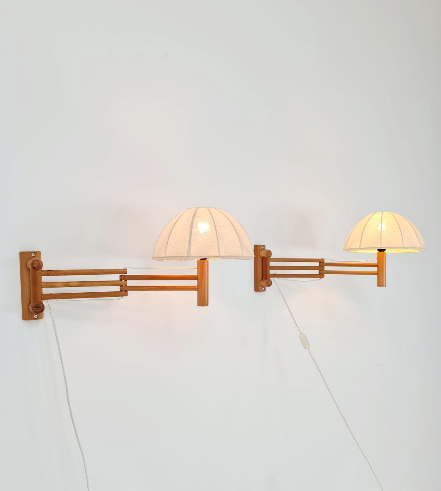 1 of 2 Danish pine vintage wall lamp By Darö "Svvingsen" 1960s