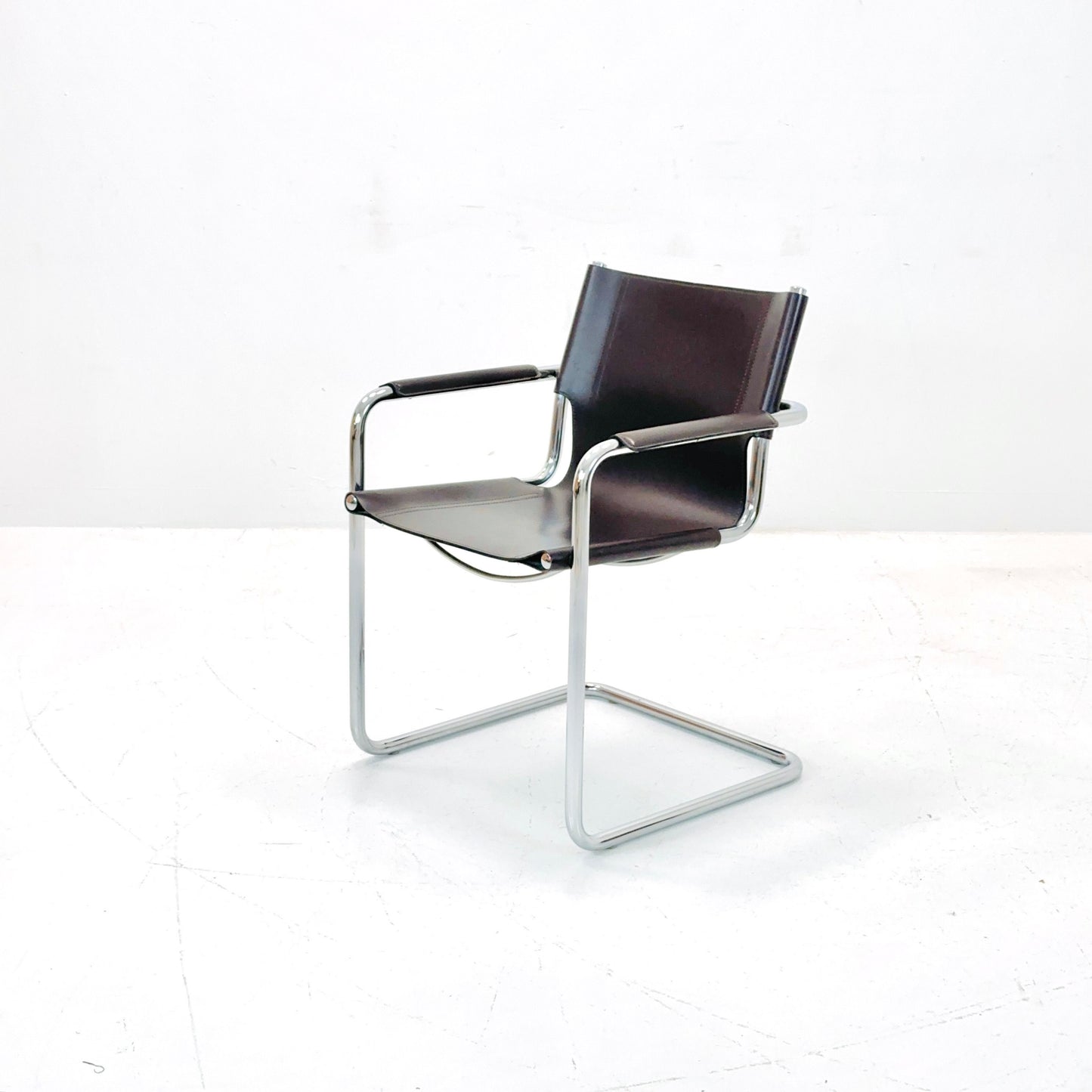 1 of 4 Matteo Grassi visitor chair in brown leather 1970s