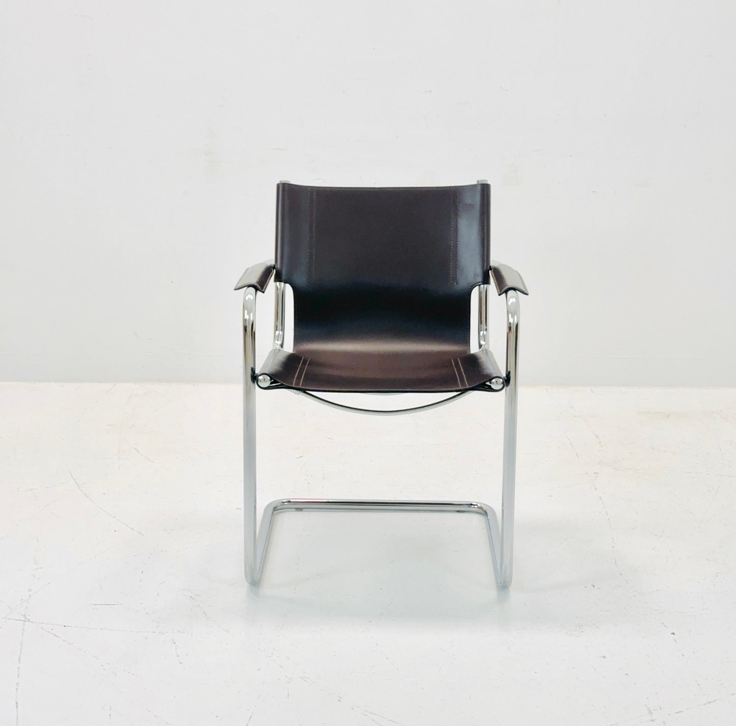 1 of 4 Matteo Grassi visitor chair in brown leather 1970s