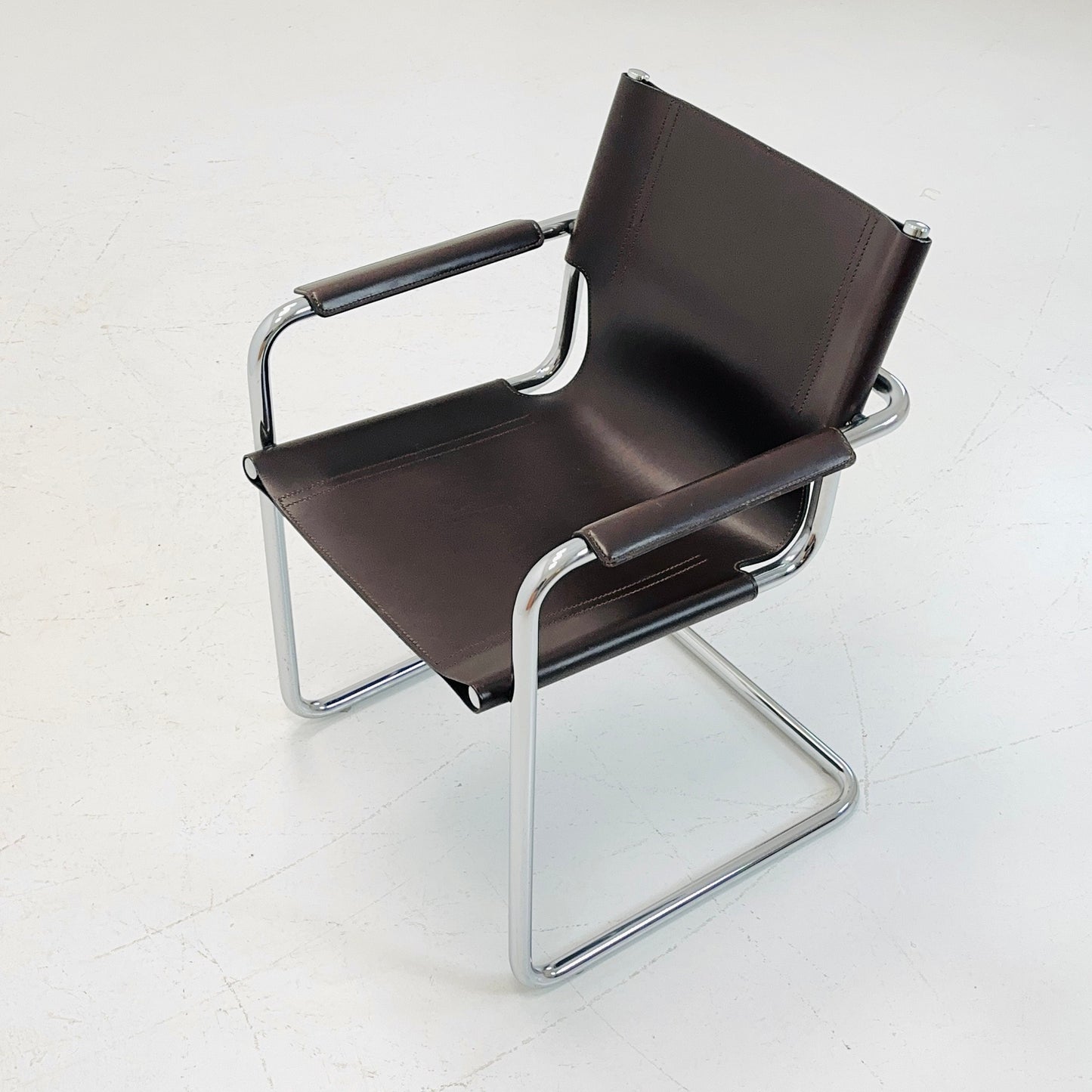 1 of 4 Matteo Grassi visitor chair in brown leather 1970s
