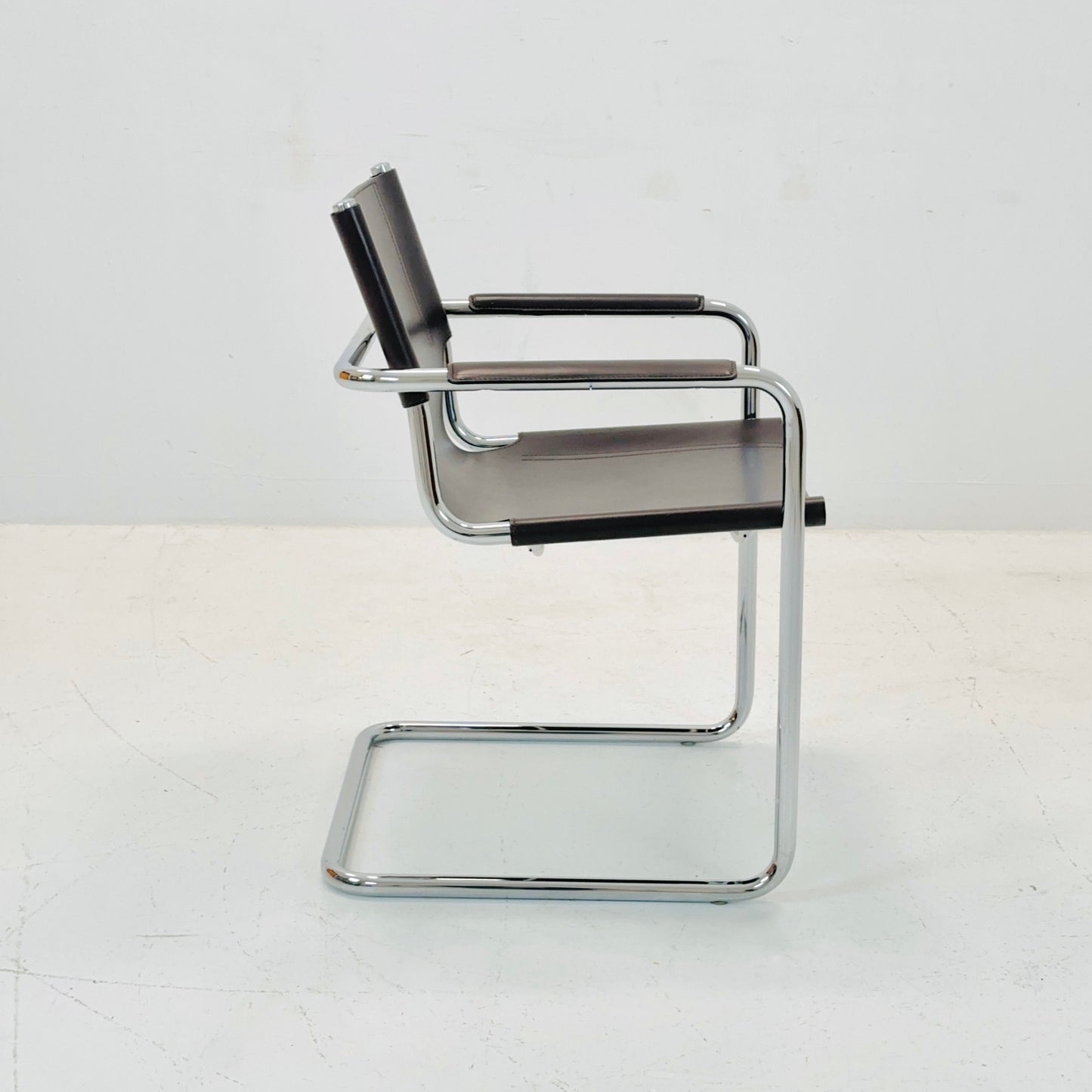 1 of 4 Matteo Grassi visitor chair in brown leather 1970s