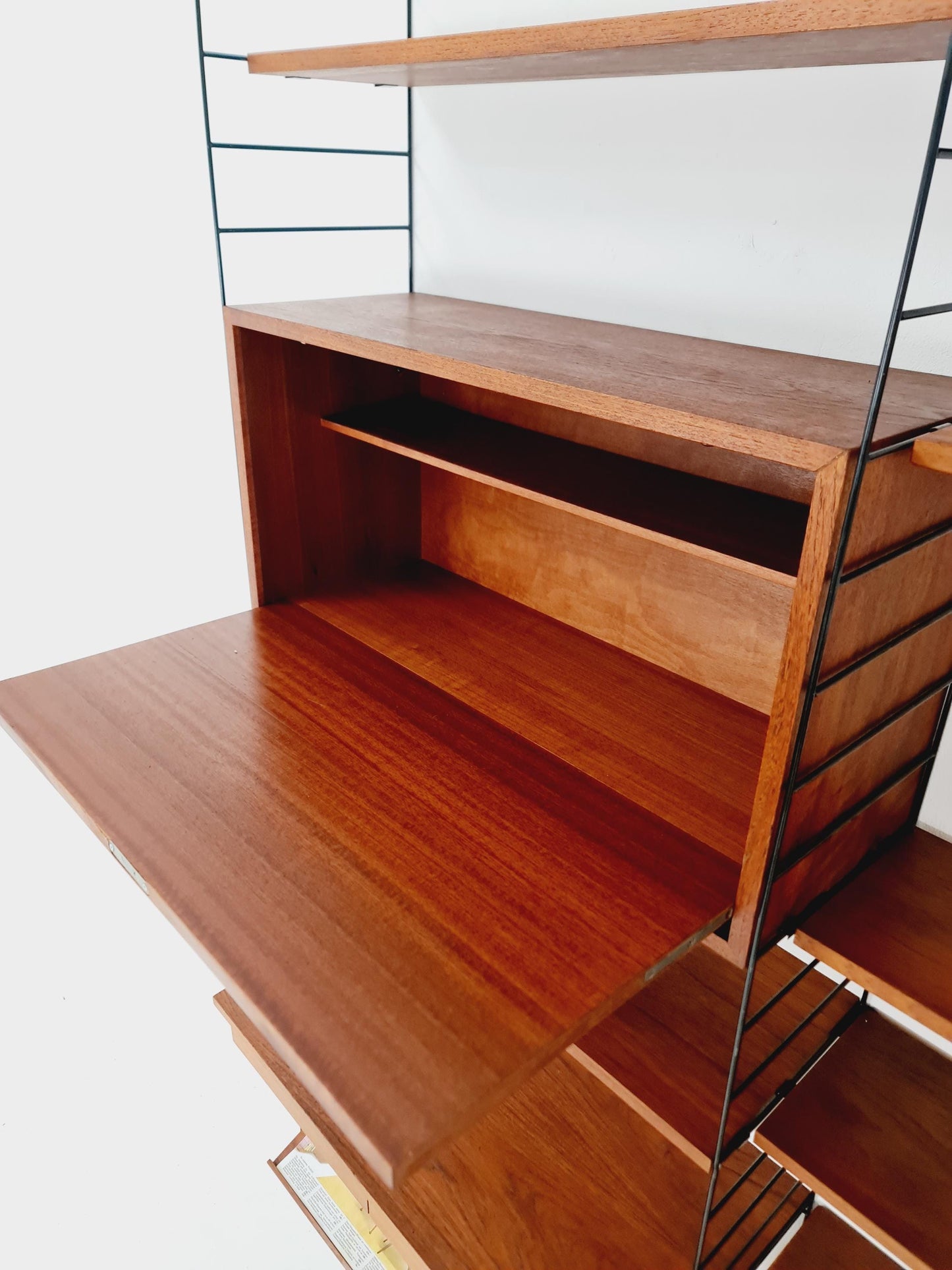 Rare String shelf-system, bookcase teak by WHB Germany, 1950s