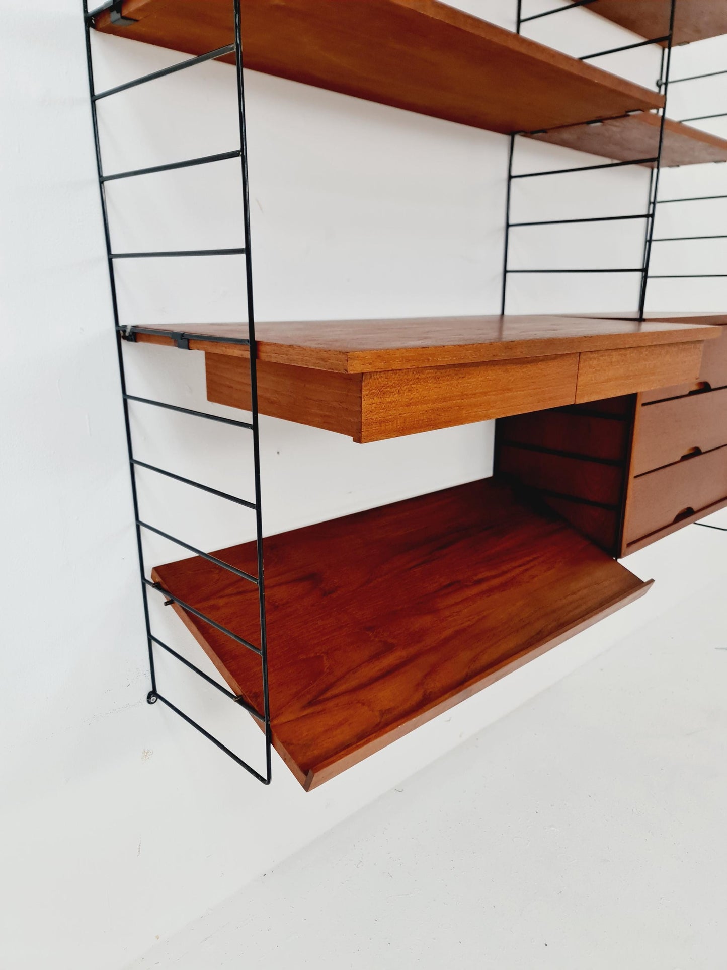 Rare String shelf-system, bookcase teak by WHB Germany, 1950s