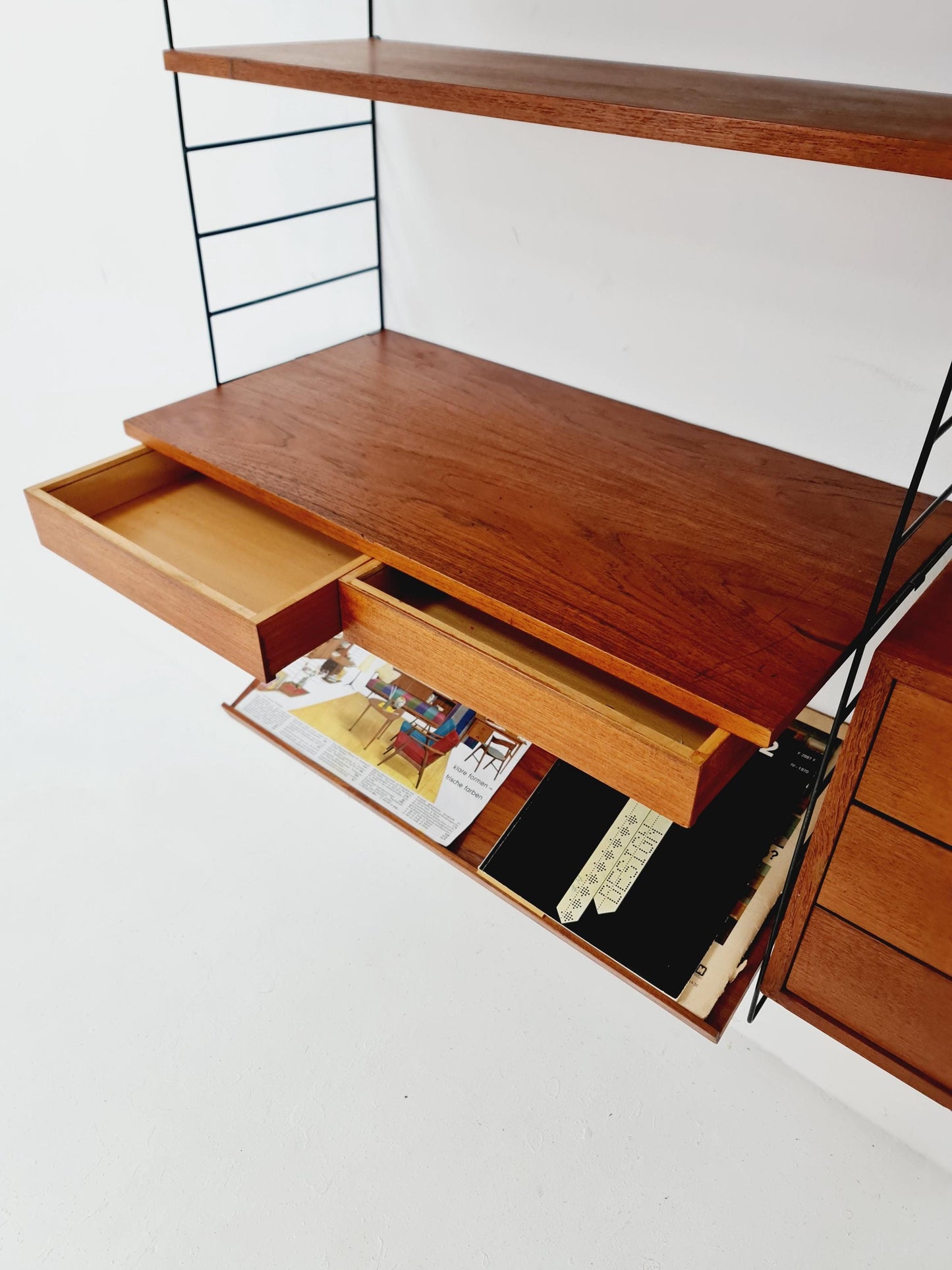 Rare String shelf-system, bookcase teak by WHB Germany, 1950s