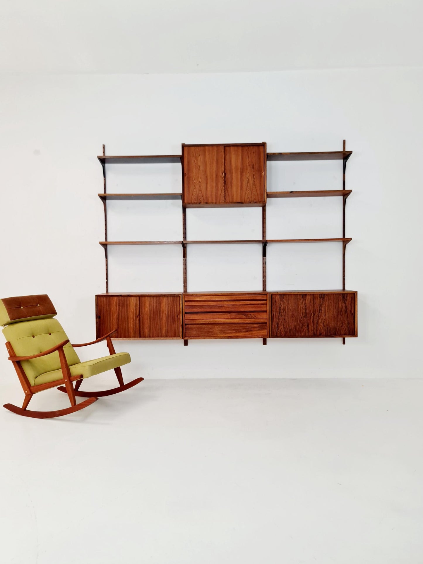 Big Mid century Danish Rosewood Wall Unit with 3 cabinets by Poul Cadovius for Cado, Denmark, 1960s