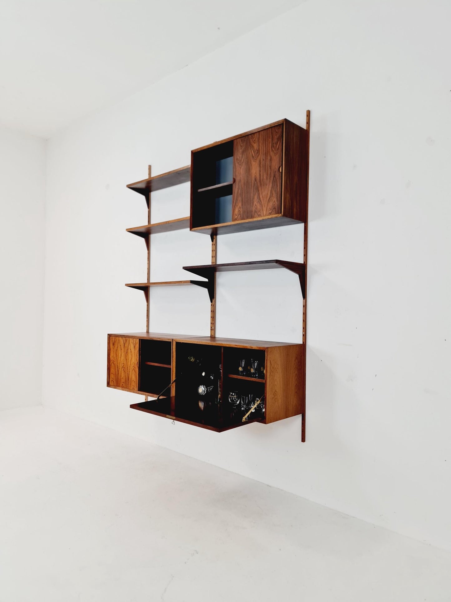 Mid century Danish rosewood Wall Unit with Bar Cabinet by Poul Cadovius for Cado, Denmark, 1960s