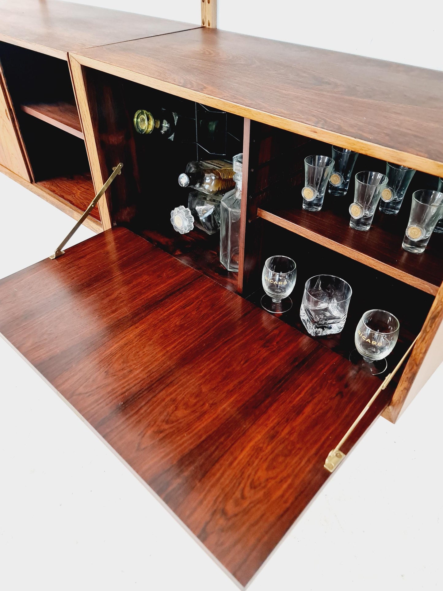 Mid century Danish rosewood Wall Unit with Bar Cabinet by Poul Cadovius for Cado, Denmark, 1960s
