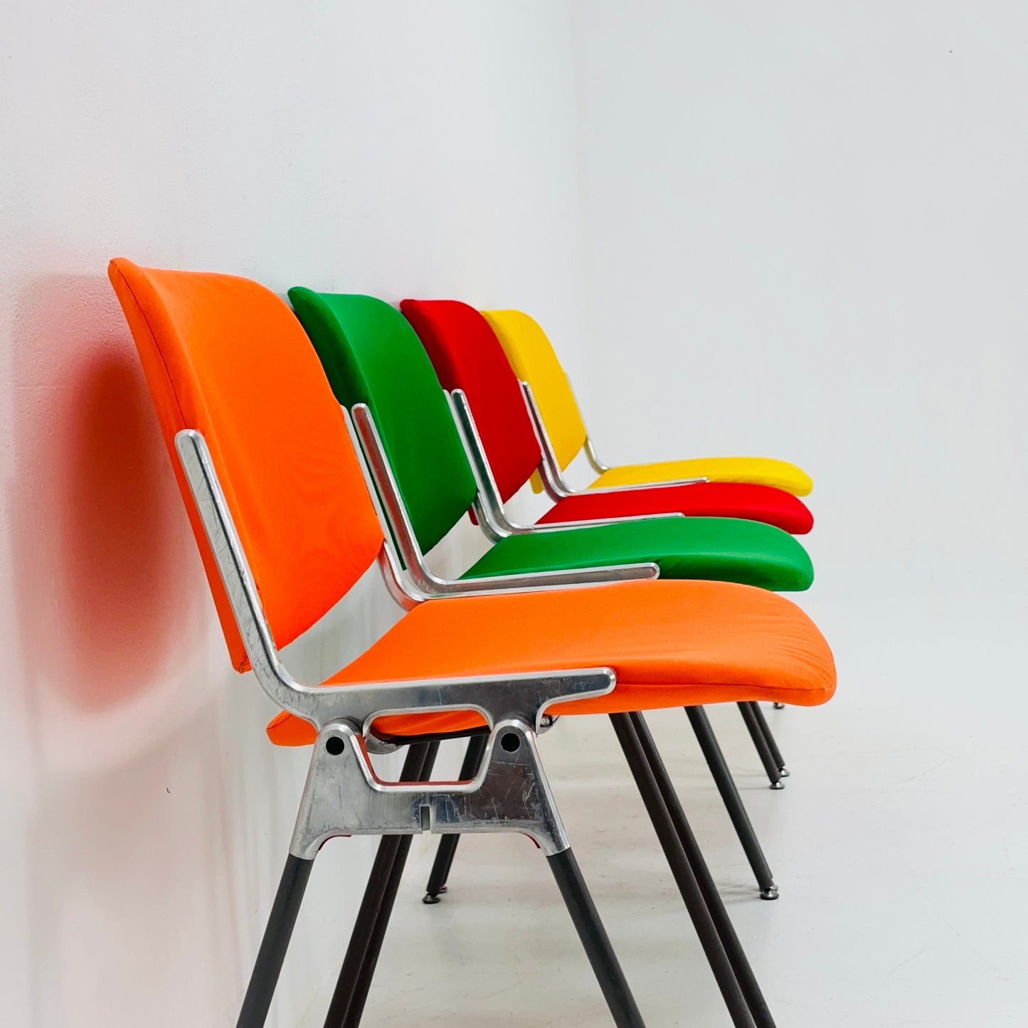 Set of 4 Colors Mid century Stackable chairs by Giancarlo Piretti for Anomima Castelli ,Italy 1960s