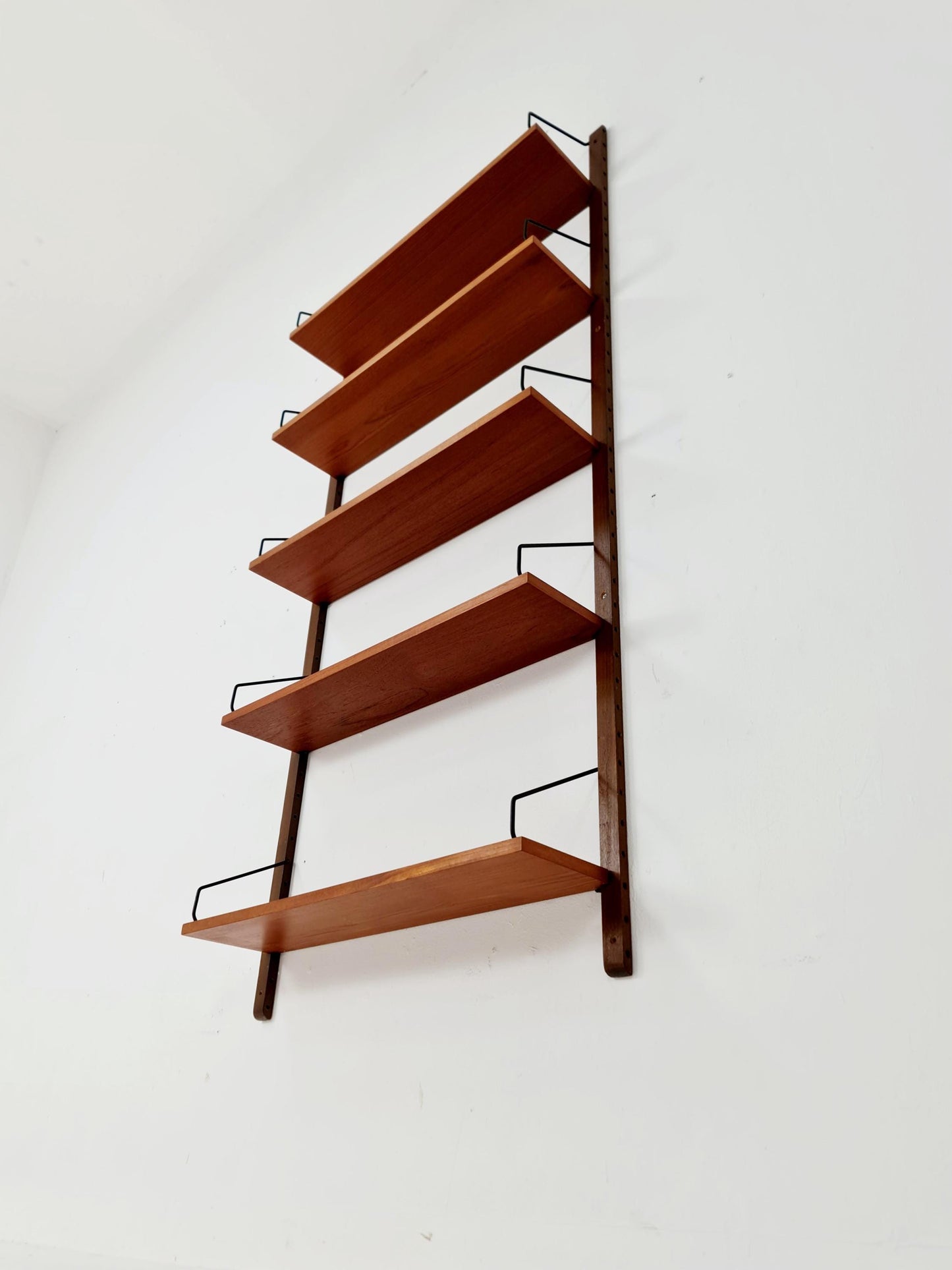Midcentury Danish Teak Wall-Mounted Shelving Unit, by Royal for Poul Cadovius, 1960s