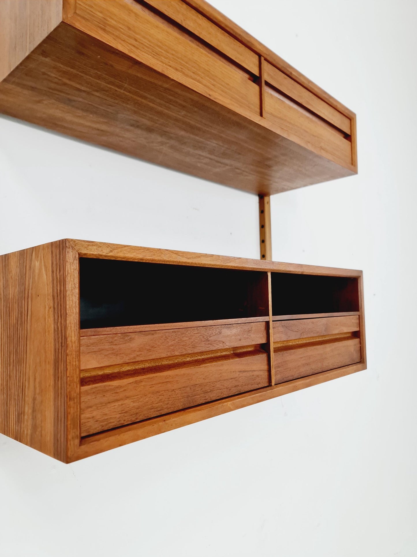 Midcentury Danish walnut Wall-Mounted Shelving Unit, by Royal for Poul Cadovius, 1960s