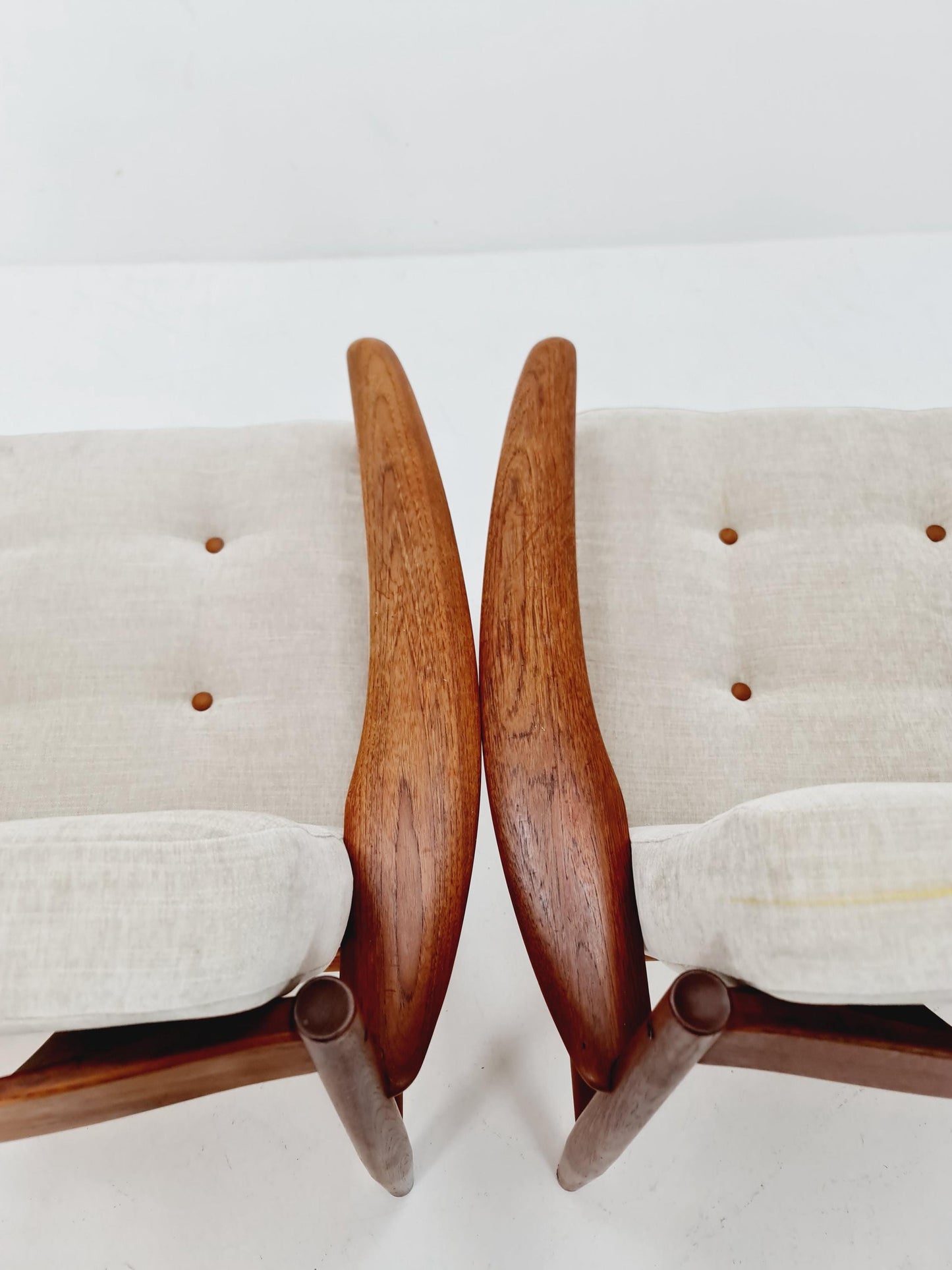 Set of 2 Mid-century Rare Danish teak lounge chair/ Easy chair by Grete Jalk For France &Son , 1960s