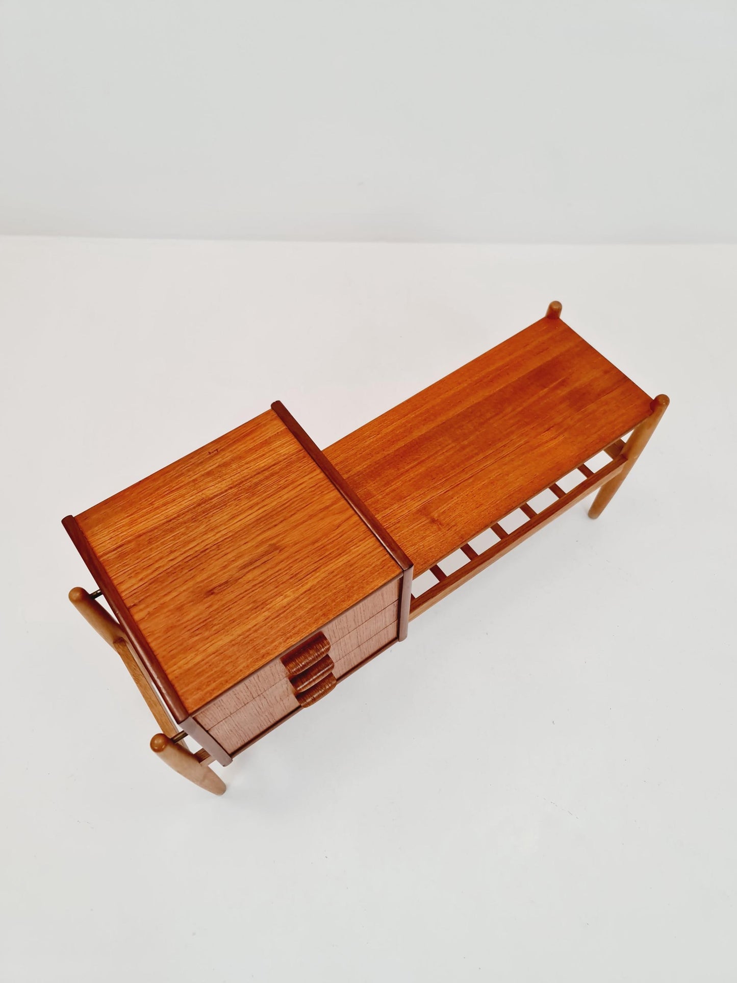 Danish teak & oak telefon table/ hallway table Arne wahl Iversen, 1960s