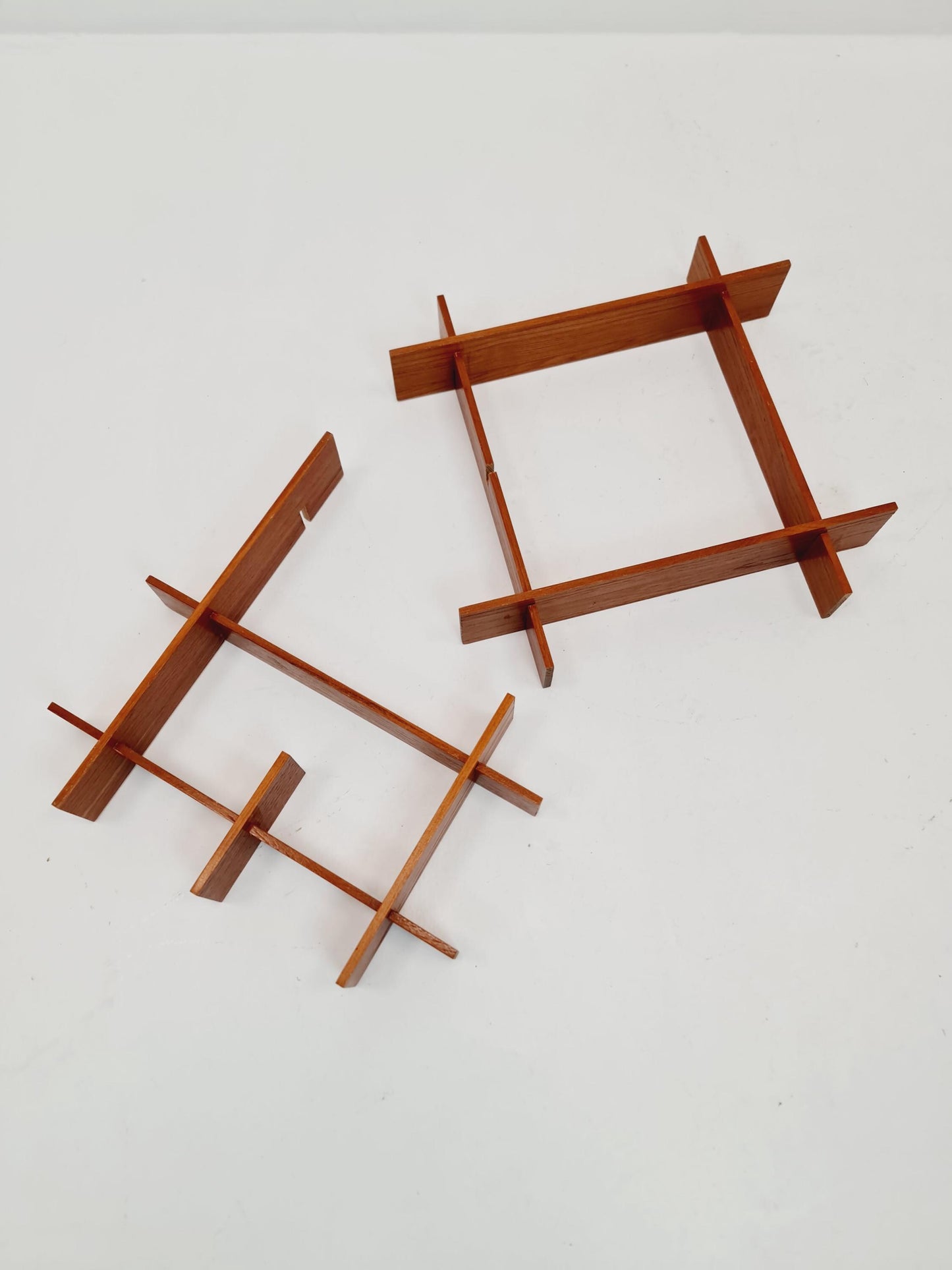 Vintage teak wall cross shelf Sweden 1960s