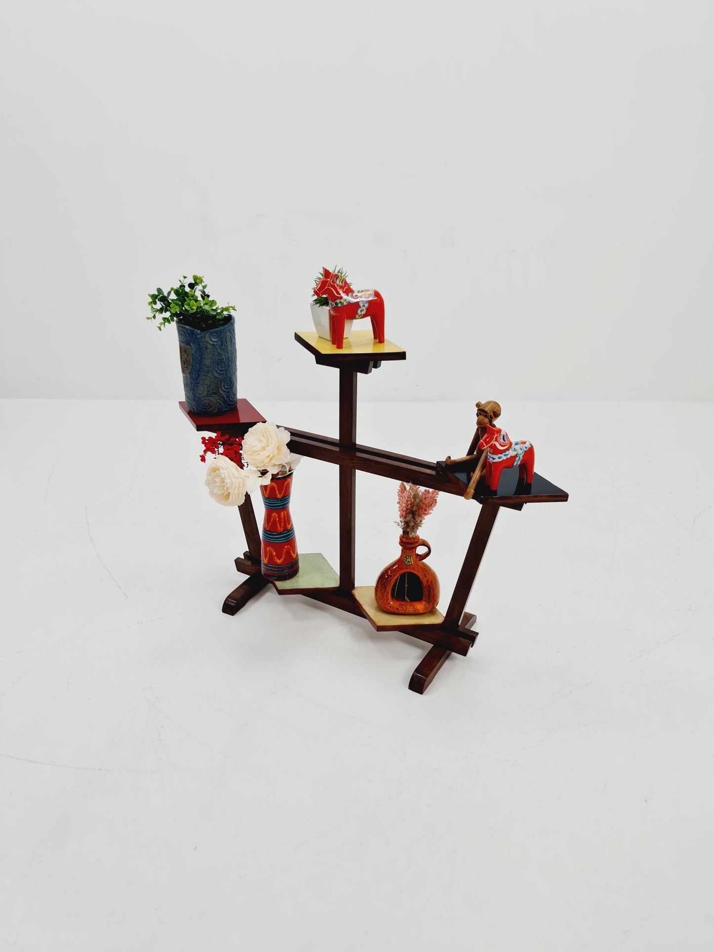 Big 1950s German Plant Stand, Colorful Vintage Mid-Century Minimalist Indoor Plant Stand Side Table Retro flower table