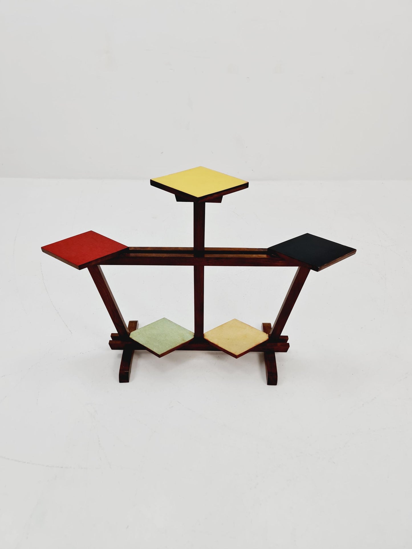 Big 1950s German Plant Stand, Colorful Vintage Mid-Century Minimalist Indoor Plant Stand Side Table Retro flower table