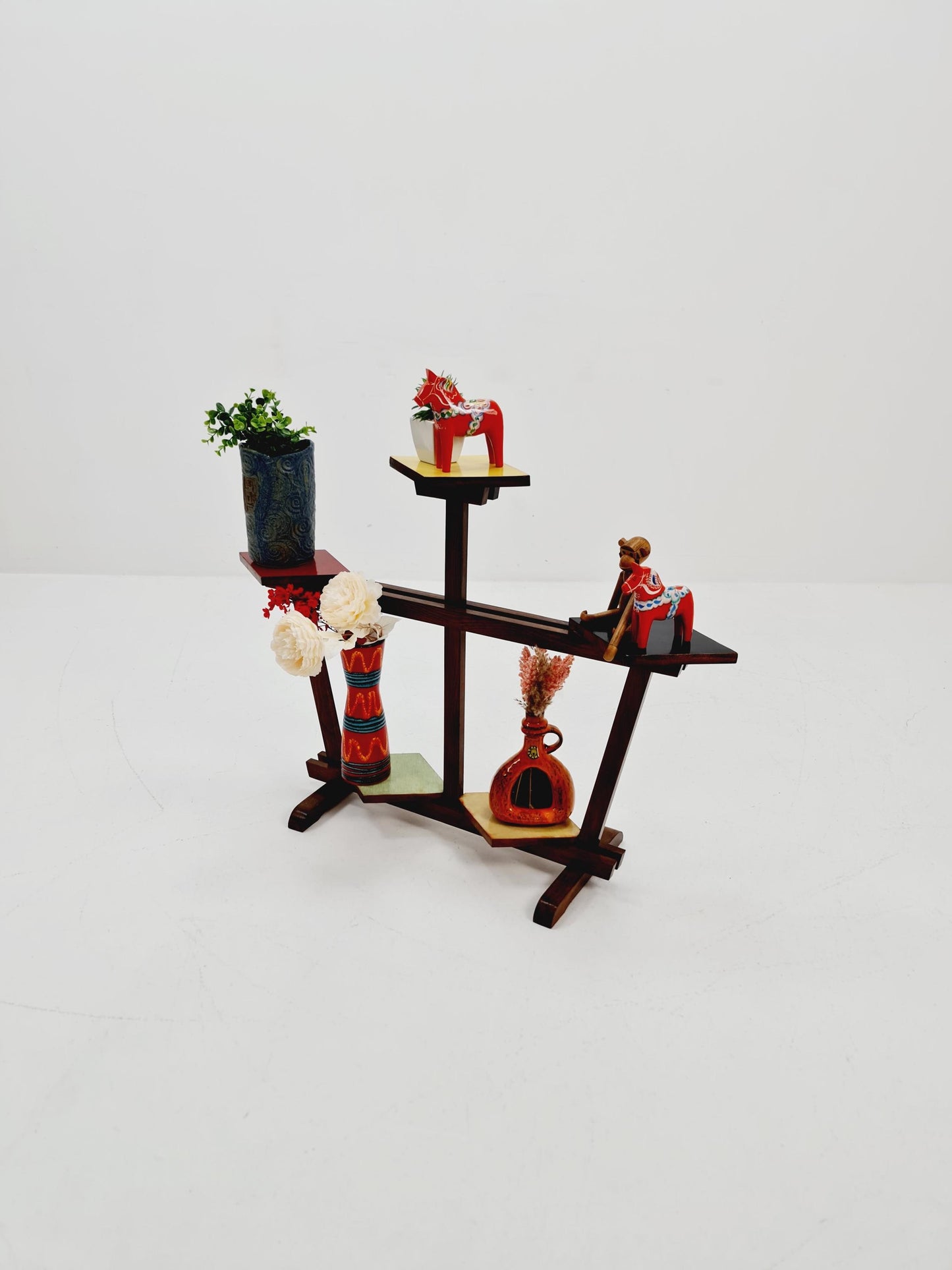 Big 1950s German Plant Stand, Colorful Vintage Mid-Century Minimalist Indoor Plant Stand Side Table Retro flower table