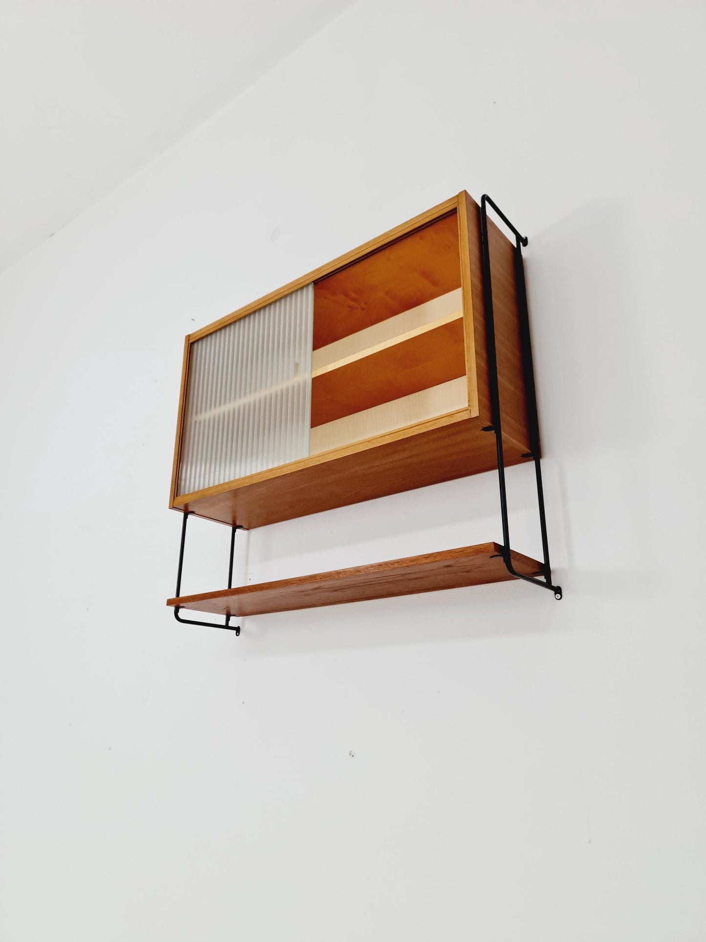 German Teak wall hanging display cabinet by Omnia Hilker, 1960s