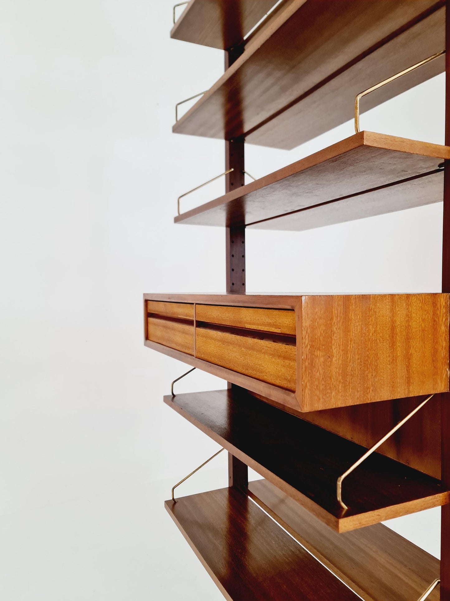 Two sides Midcentury Danish teak free standing room divider shelving Unit, by Poul Cadovius, 1960s