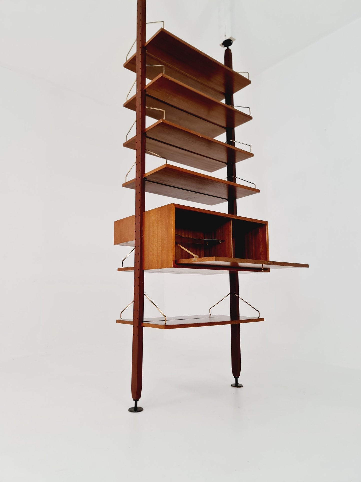Two sides Midcentury Danish teak free standing room divider shelving Unit, by Poul Cadovius, 1960s