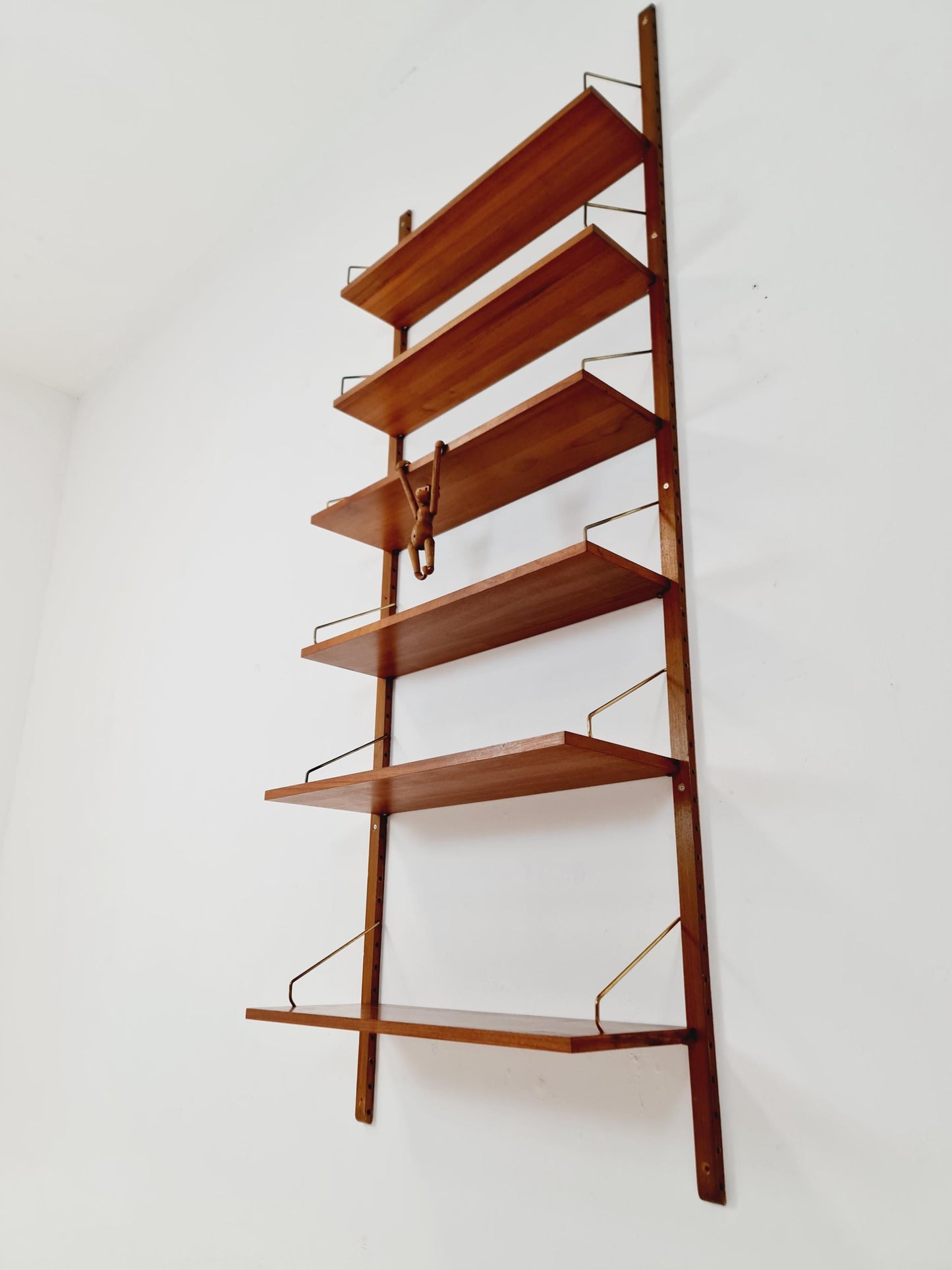 Midcentury Danish walnut Wall-Mounted Shelving Unit, by Royal for Poul Cadovius, 1960s