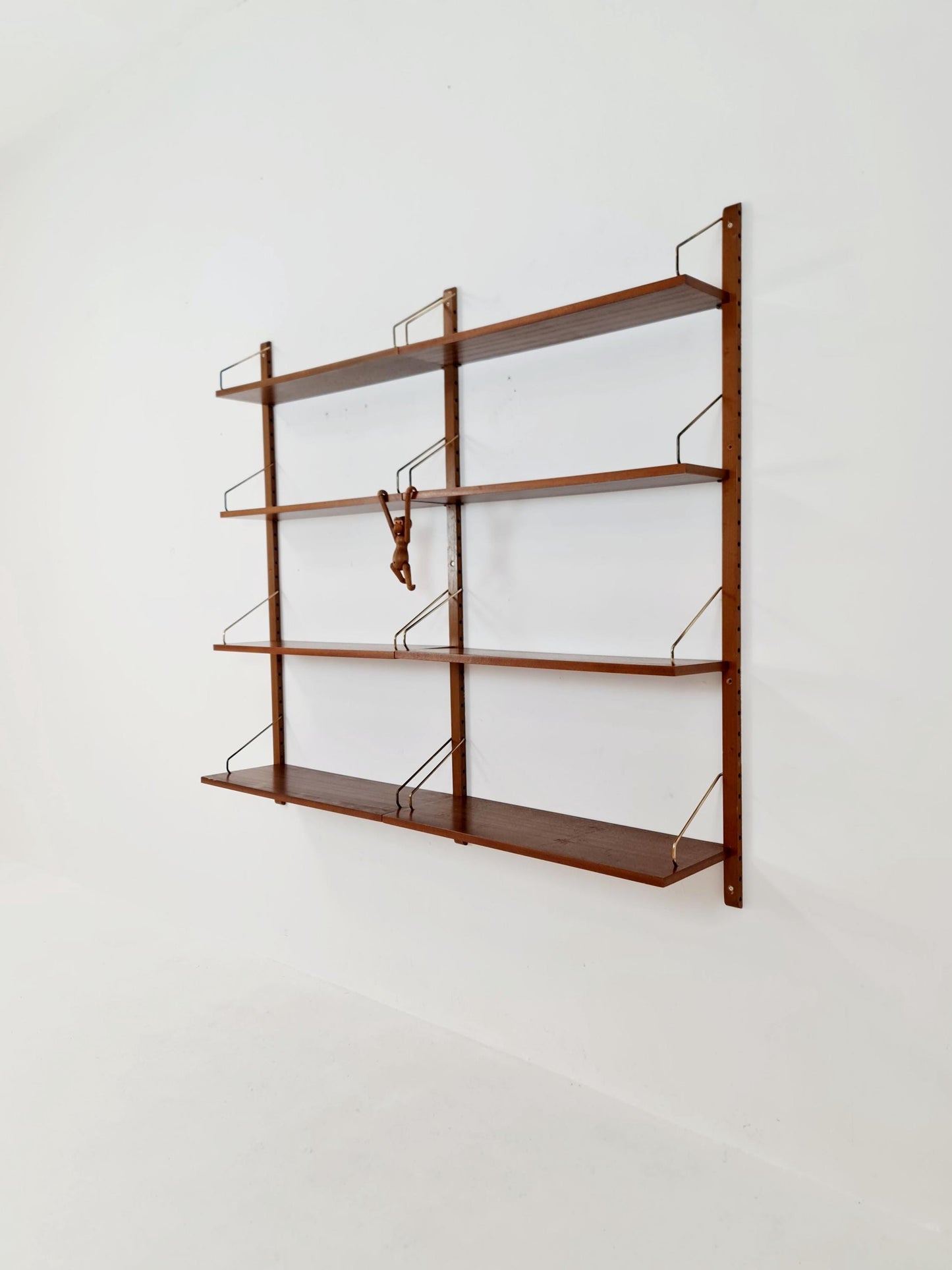Midcentury Danish walnut Wall-Mounted Shelving Unit, by Royal for Poul Cadovius, 1960s