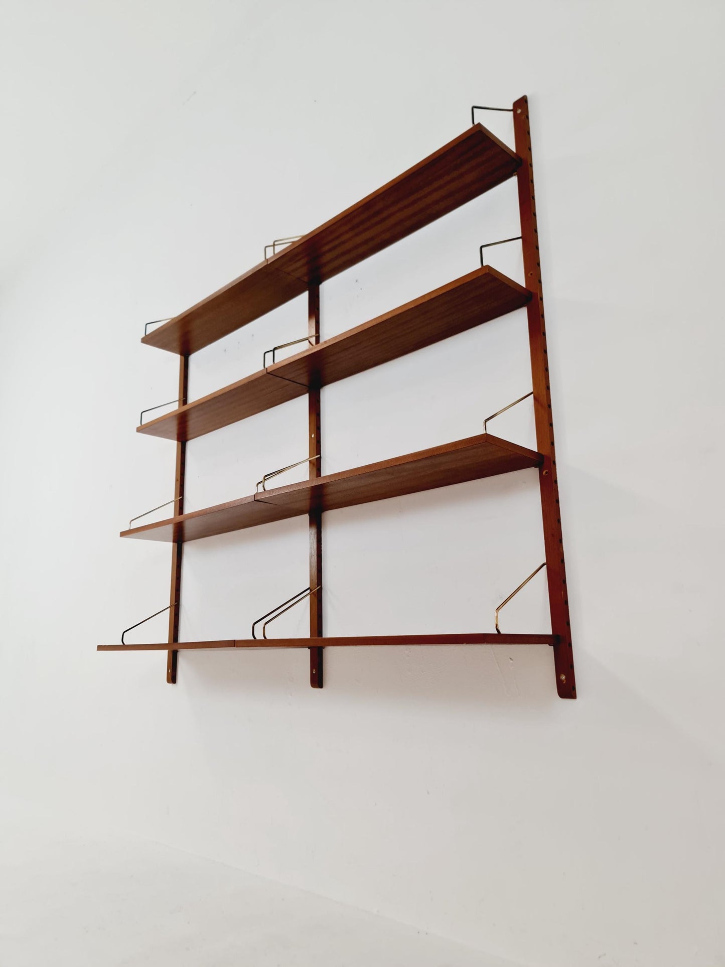 Midcentury Danish walnut Wall-Mounted Shelving Unit, by Royal for Poul Cadovius, 1960s