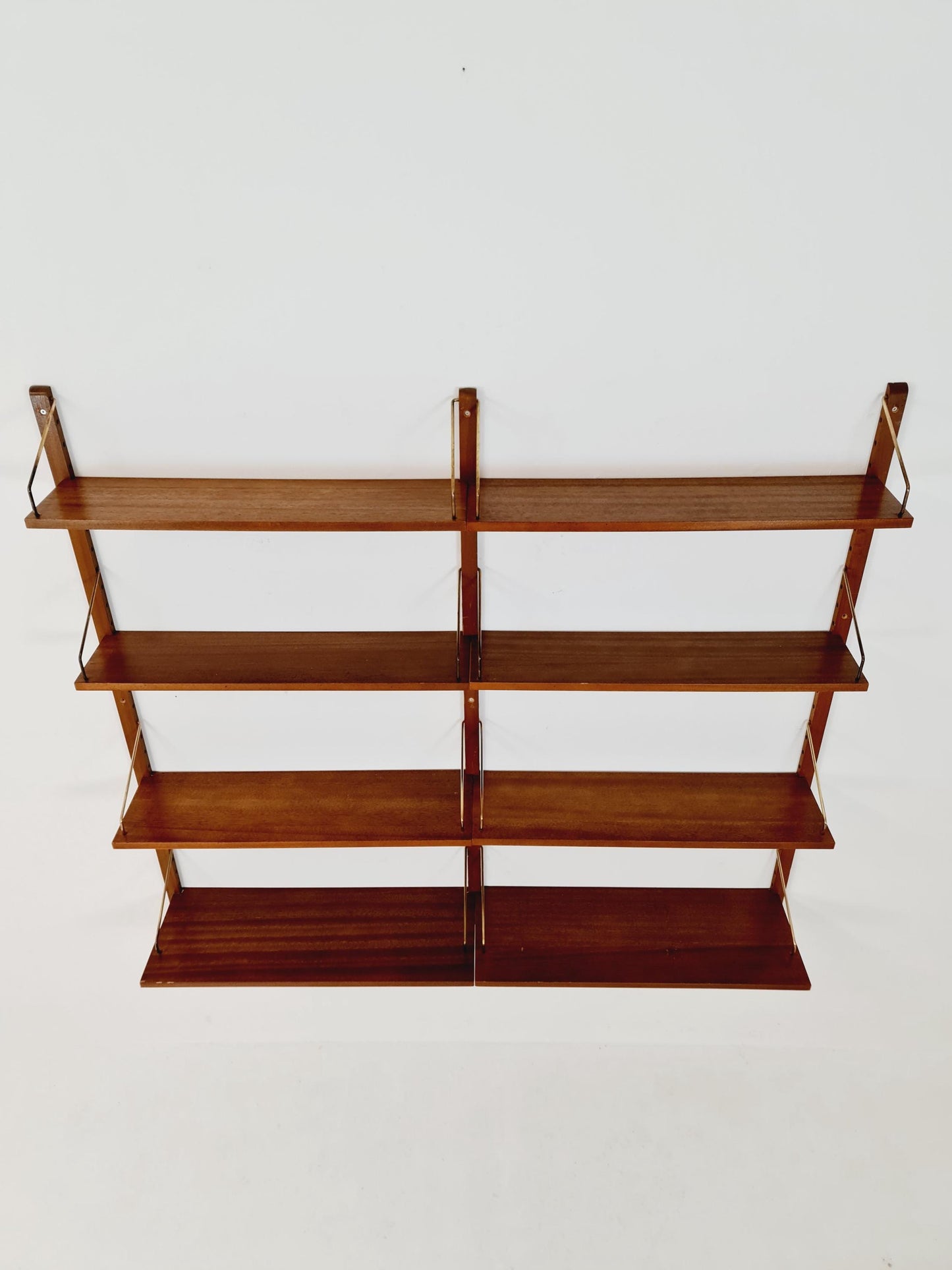 Midcentury Danish walnut Wall-Mounted Shelving Unit, by Royal for Poul Cadovius, 1960s