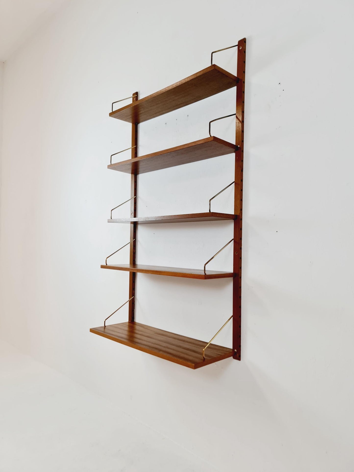 Midcentury Danish walnut Wall-Mounted Shelving Unit, by Royal for Poul Cadovius, 1960s