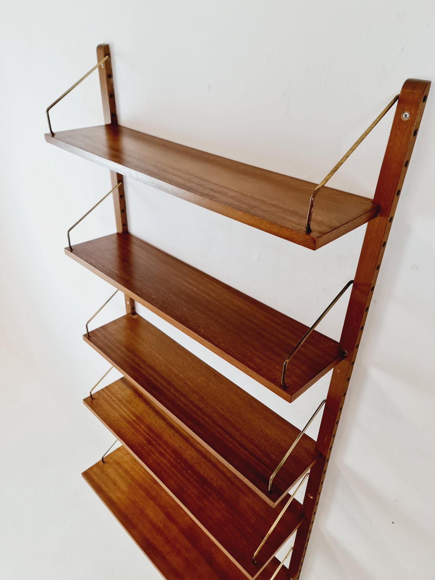 Midcentury Danish walnut Wall-Mounted Shelving Unit, by Royal for Poul Cadovius, 1960s